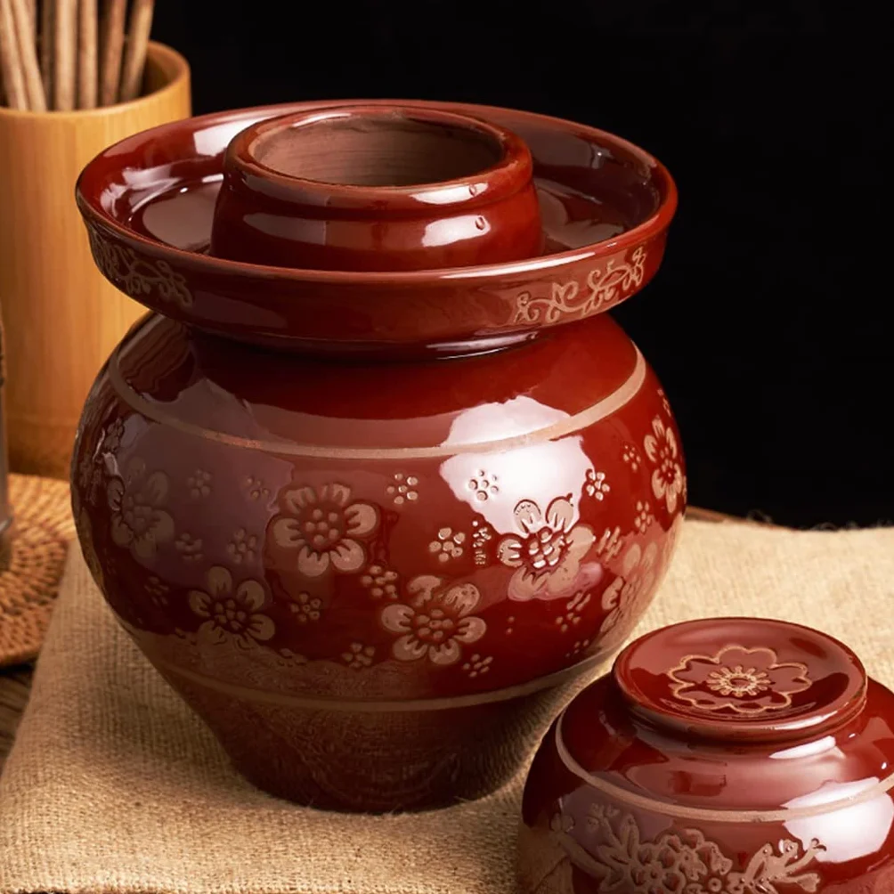 Naczynie do fermentacji, Tradycyjny chiński ceramiczny słoik do kiszenia z pokrywką uszczelką wodną, ​​duży, pogrubiony garnek kimchi(6KG)