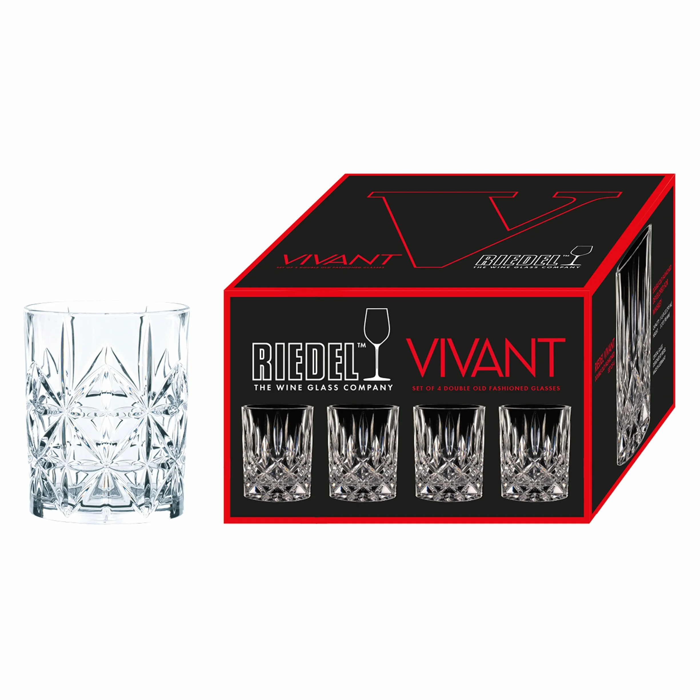 Riedel Vivant Bicchiere Whisky Dof 29,5 cl Set 4 Pz In Cristallo