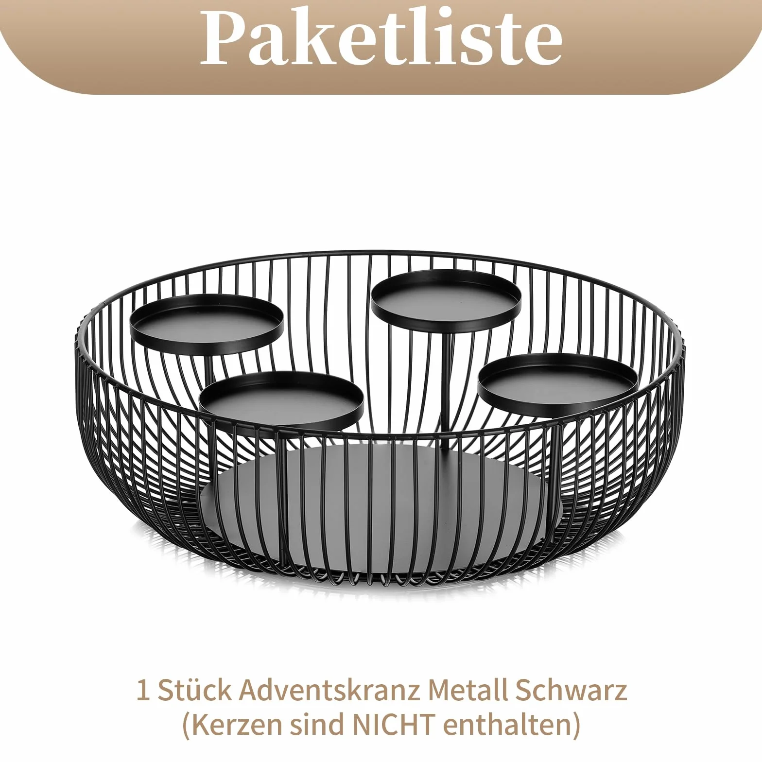 Sziqiqi Wieniec adwentowy nowoczesny metal, czarny Adwent Adwentowy świecznik na 4 świece, okrągły wieniec adwentowy na Adwent, dekoracja bożonarodzeniowa