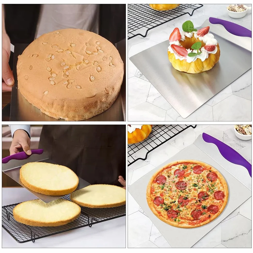 Helweet Taca do przenoszenia ciasta i pizzy, łyżka do podnoszenia ciasta, łopata do pizzy, łyżka do przenoszenia ciasta, odpowiednia dla początkujących piekarzy, entuzjastów pieczenia i