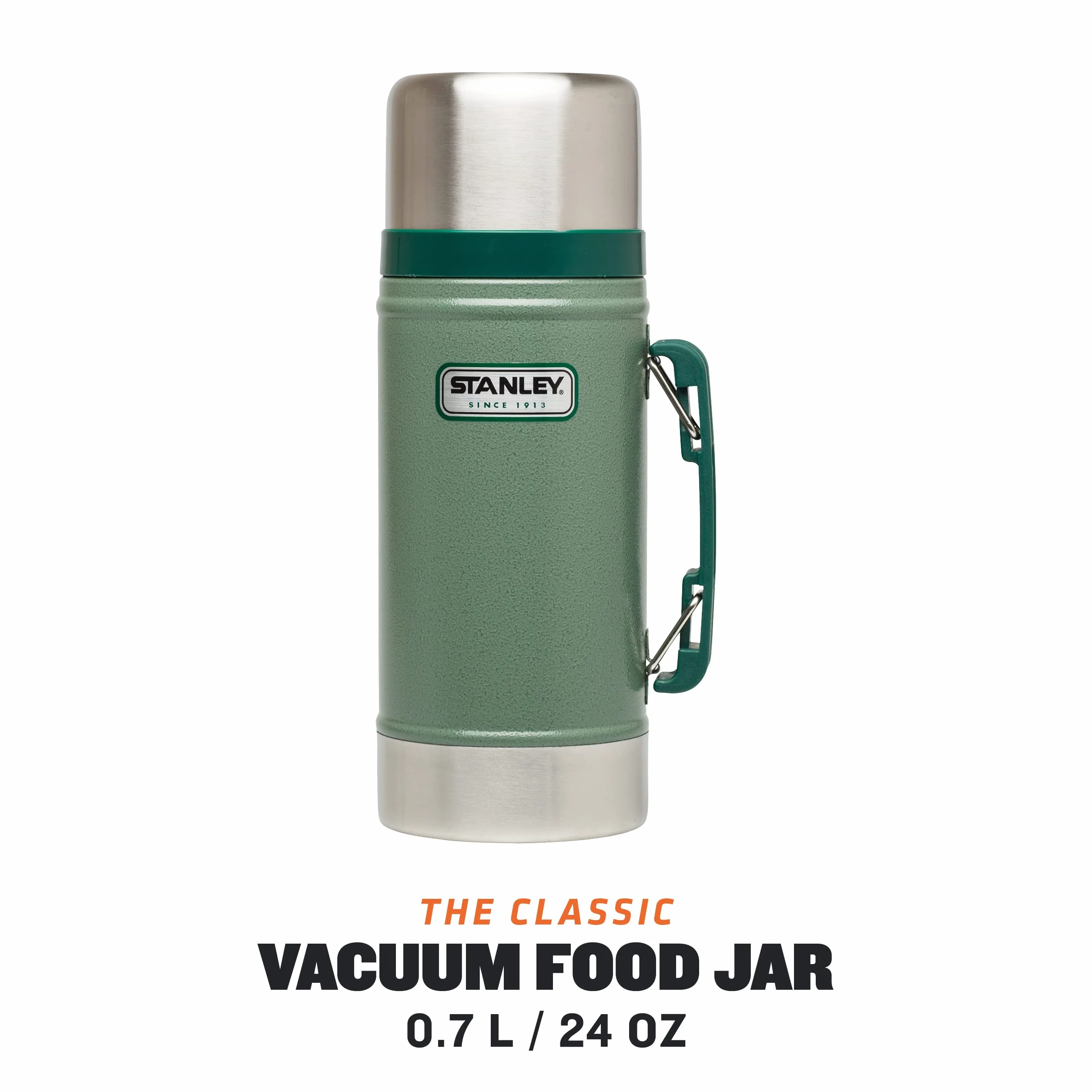 Stanley 1913 Classic Legendary Food Jar 0.7L Hammertone Green - Termos do żywności ze Stali Nierdzewnej Bez BPA - Do Mycia w Zmywarce