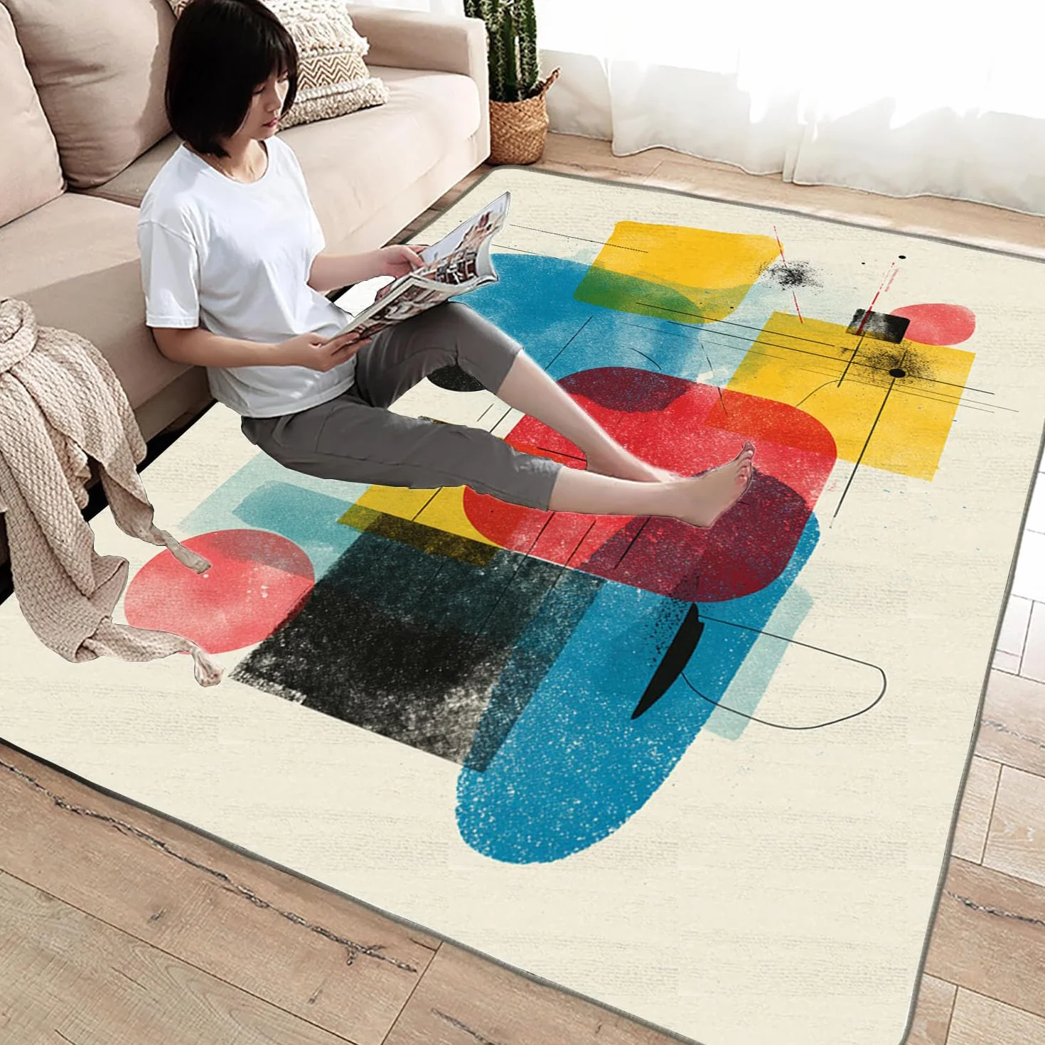 Kolorowy drukowany dywan do salonu zestaw kolorowych klocków dywan do salonu, sypialni dla dorosłych jadalnia biuro (wielokolorowy)-120x180cm