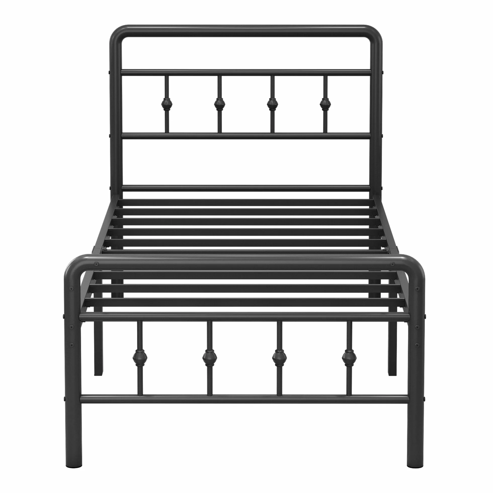 EMODA Metalowa rama łóżka 90 x 200 cm wiktoriański zagłówek podnóżek czarna
