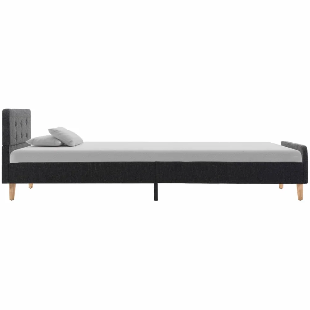 Hothingwell Rama łóżka 90x200 cm Ciemnoszary Juta | Solidne drewno i MDF, nogi ze stali proszkowej, trwałe płótno jutowe, klasyczny design, łatwy montaż