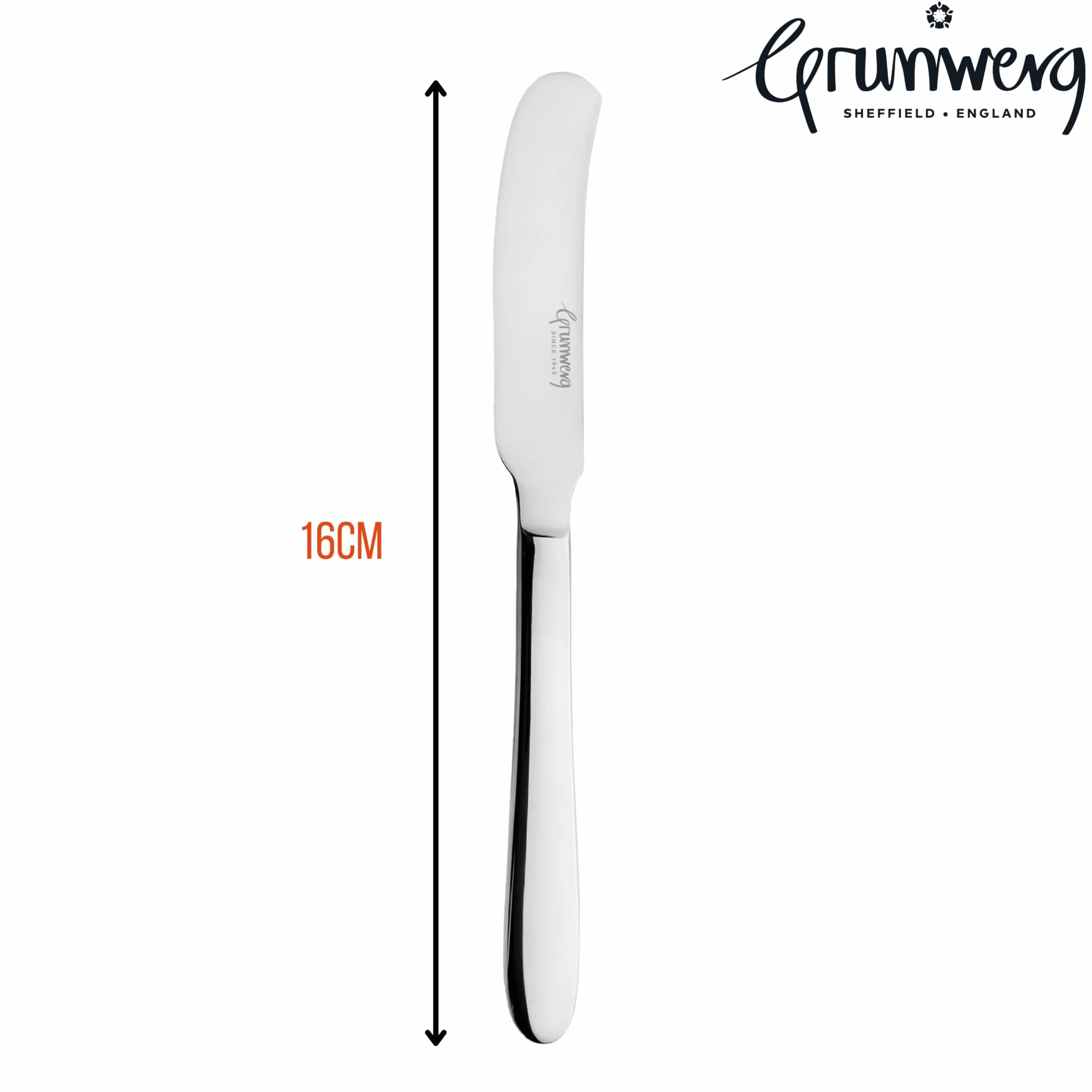 Grunwerg Windsor Noże do masła, stal nierdzewna 18/10, zestaw 12 sztuk, wysoki połysk, 16 cm