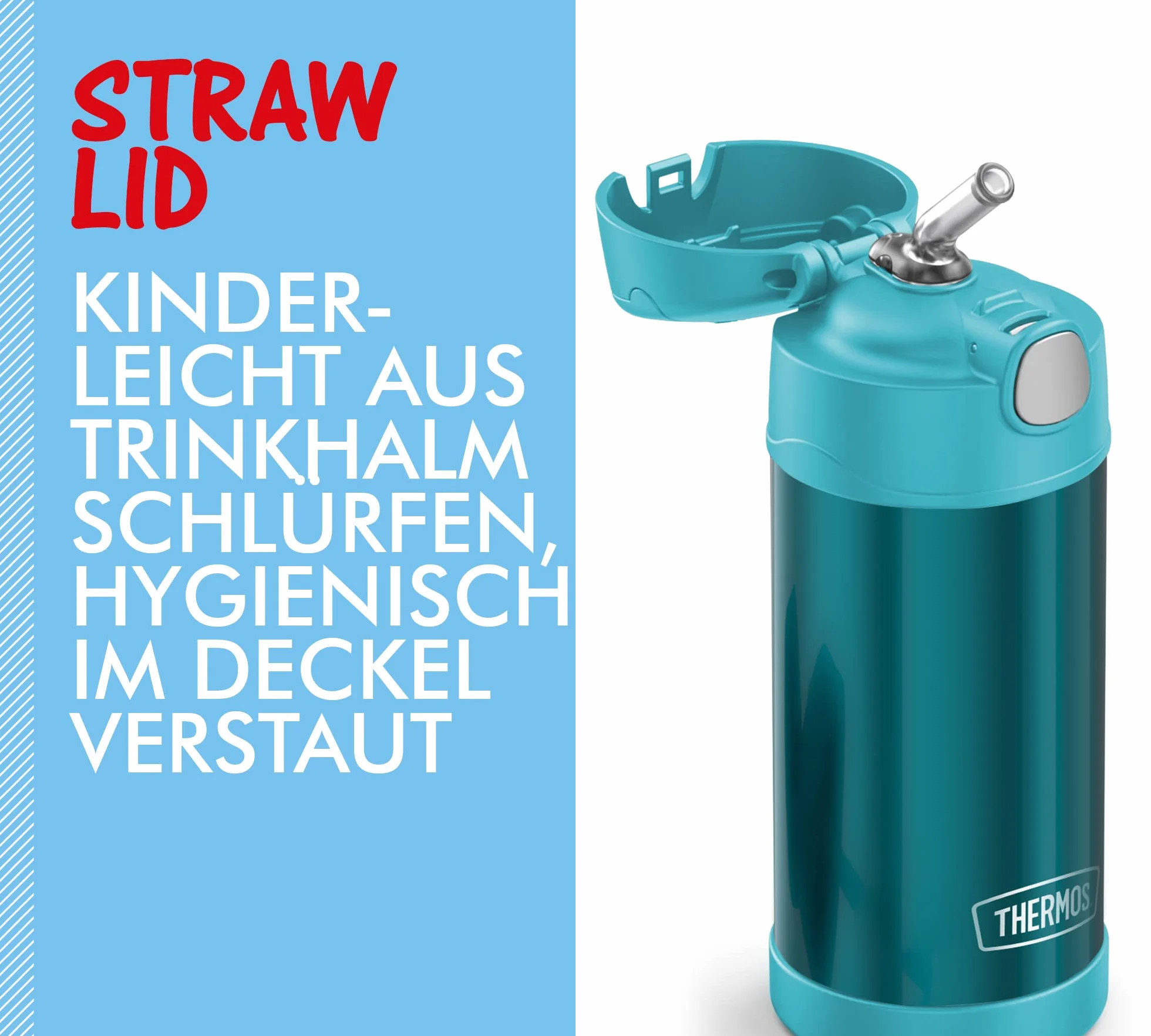 THERMOS Funtainer Straw Bottle 0,35 l termos dla dzieci ocean teal szczelny 12 h