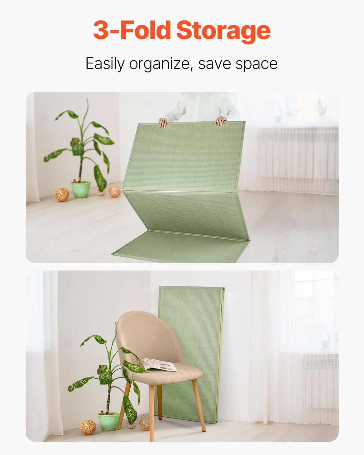 VEVOR Tatami z naturalnego jonu, składany japoński materac z podwójnym łóżkiem, japońska mata podłogowa z antypoślizgowym uchwytem i świeżym zapachem, materac Futon do spania, medytacji, jogi, relaksu