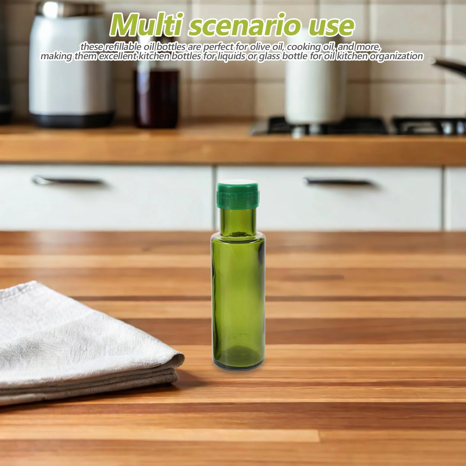 10 butelek szklanych na oliwę z oliwek z nakrętką - 3 uncje/100 ml Mini hermetyczny dozownik do olejów kuchennych, octów, dressingów i sosów - Szklane butelki wielokrotnego użytku do
