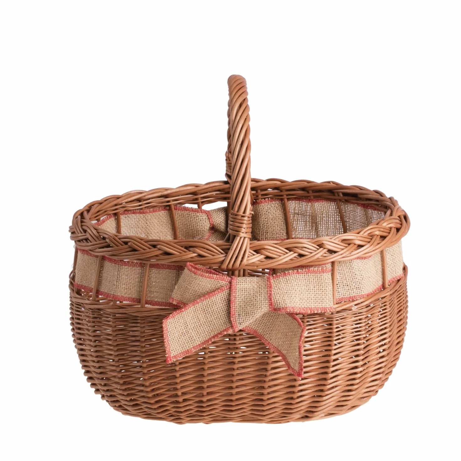 e-wicker24 Koszyk na zakupy z wikliny, kosz na prezent w naturalnym kolorze