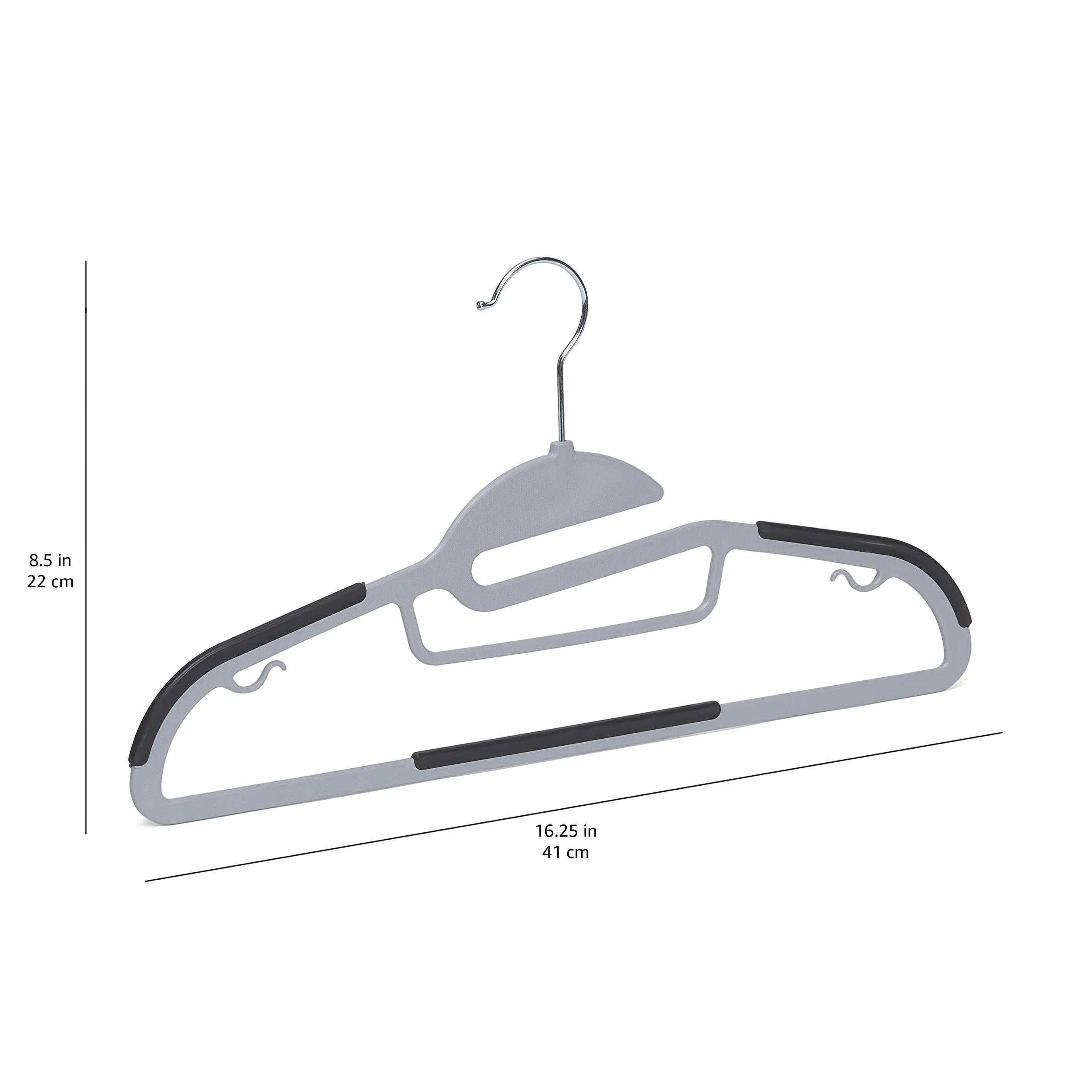 Amazon Basics Plastikowe wieszaki powlekane gumą, szare, opakowanie 50 sztuk