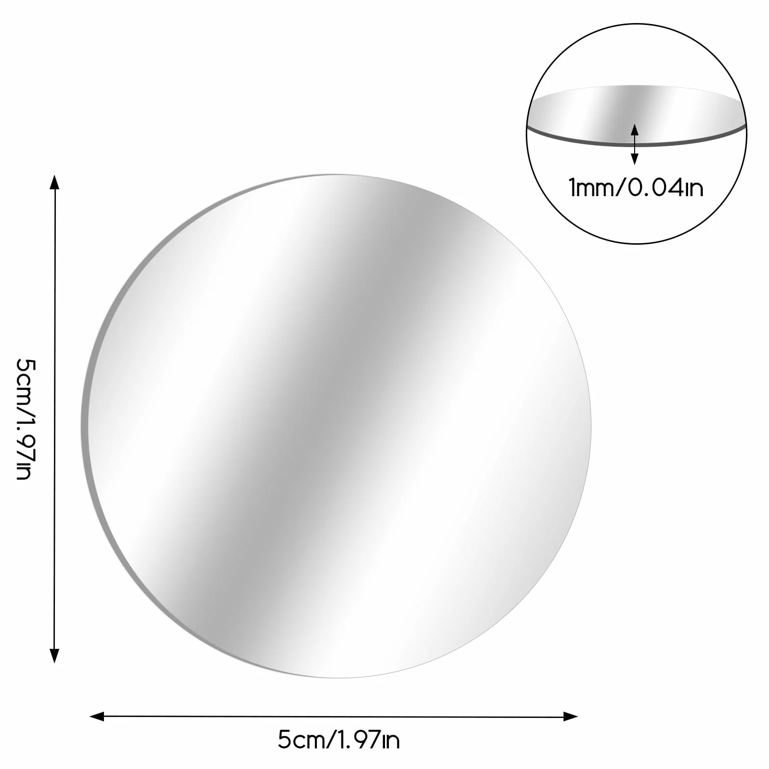 Okrągłe lustro akrylowe 5 cm samoprzylepne mini naklejki ścienne do dekoracji wnętrz DIY