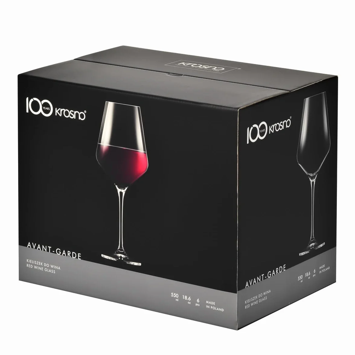 KROSNO Kieliszki do wina czerwonego | Zestaw 6 sztuk | 490 ML | Kolekcja Avant-Garde | Kryształ bezołowiowy | Do domu, restauracji & przyjęć | Można myć w zmywarce