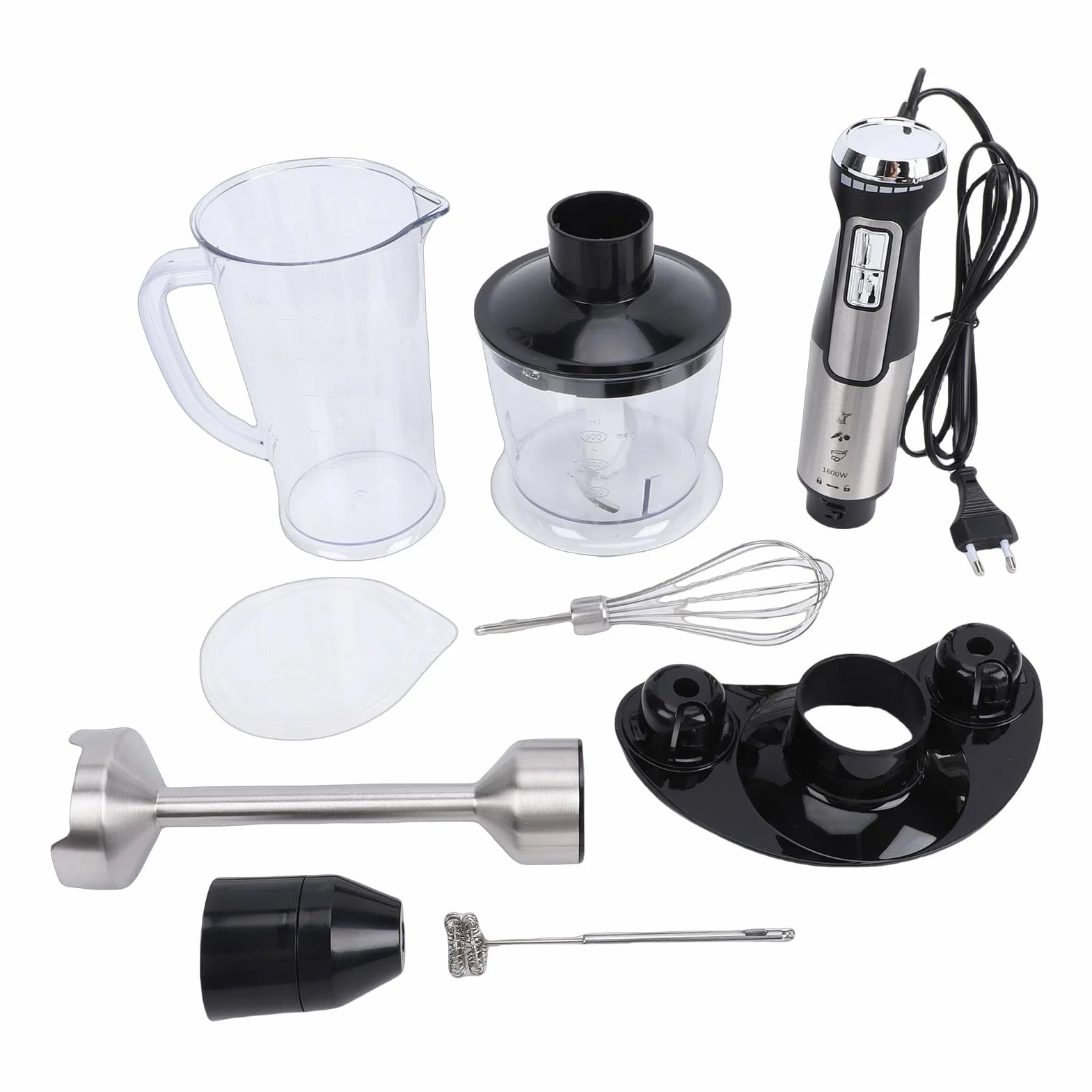 Qcwwy Blender do Jedzenia dla Dzieci Blender Zanurzeniowy Ręczny 1600 W 5 W 1 Przewodowy Elektryczny Ręczny Mikser Robot Kuchenny Trzepaczka do Jajek Spieniacz Mleka Zupy Jedzenie dla Dzieci Soki