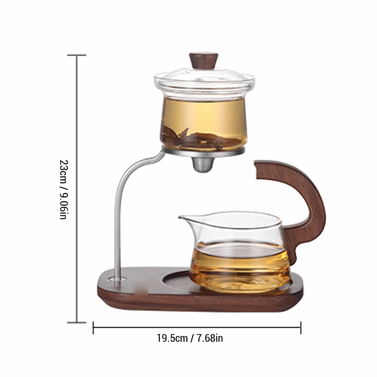 Półautomatyczny szklany zestaw do herbaty Lazy Kungfu Drip TeaPot, żaroodporny zaparzacz