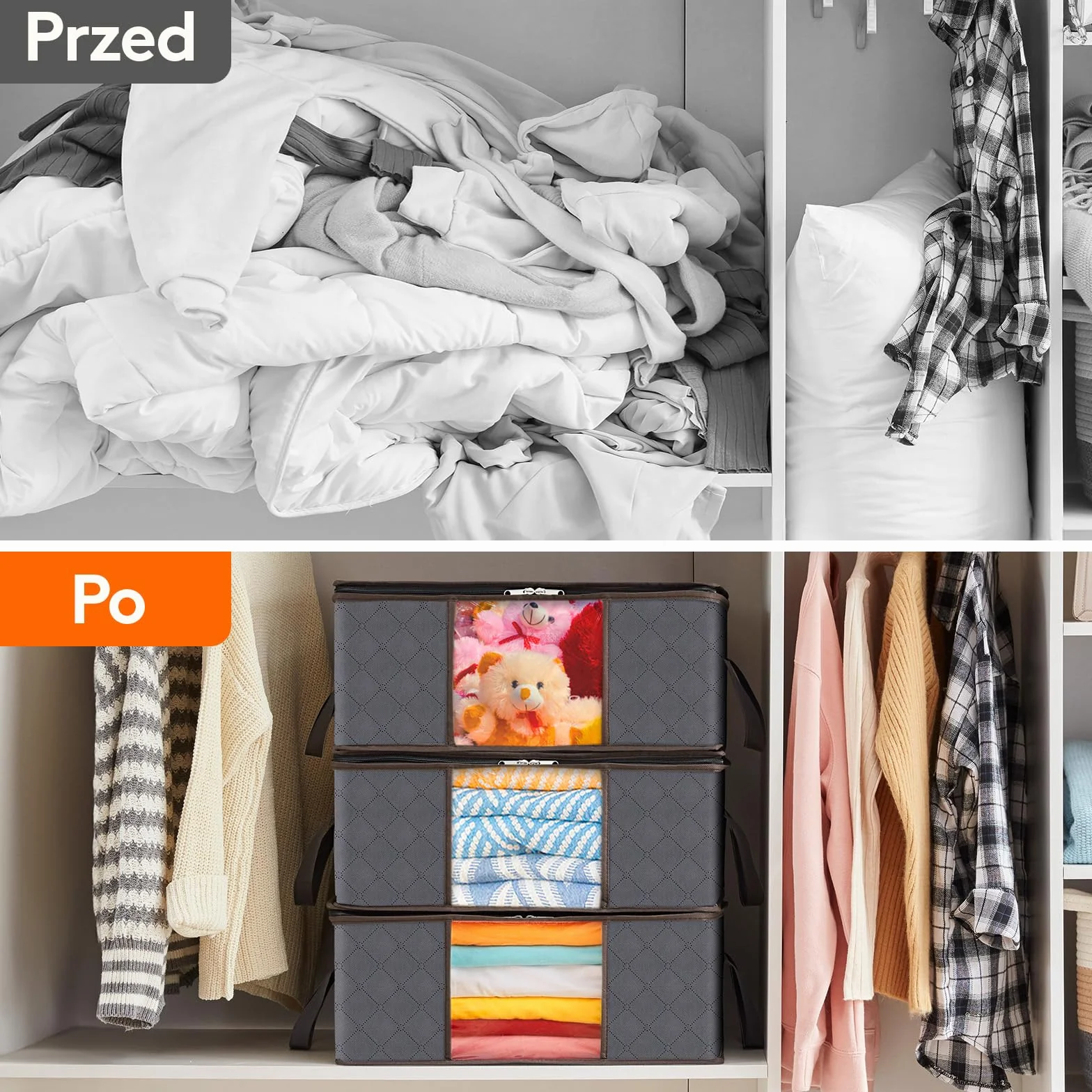 Lifewit Torba do Przechowywania Ubrań Składany Pojemnik 35L Szary