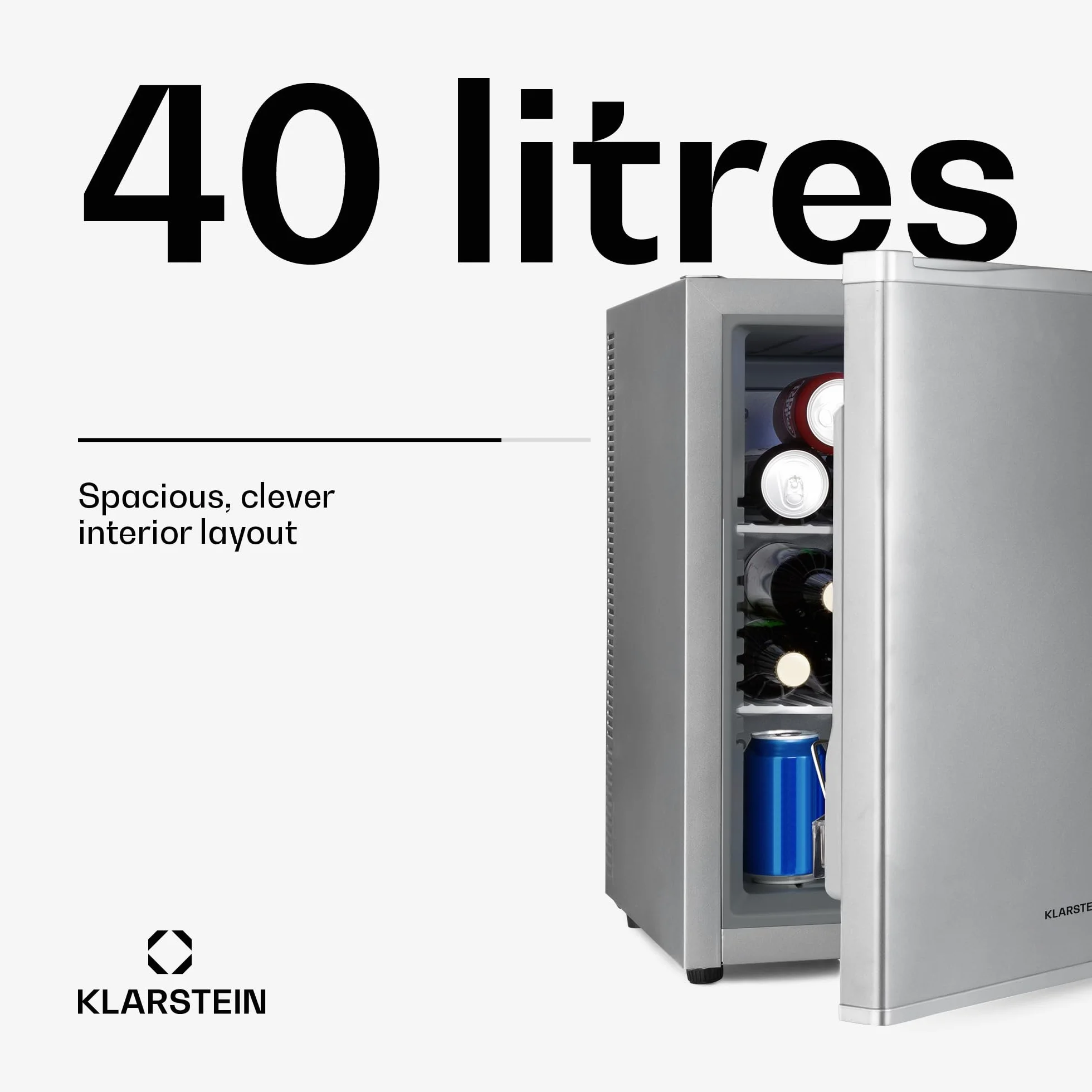 Klarstein Happy Hour minibar 37L lodówka kompresorowa 5-15°C srebrny