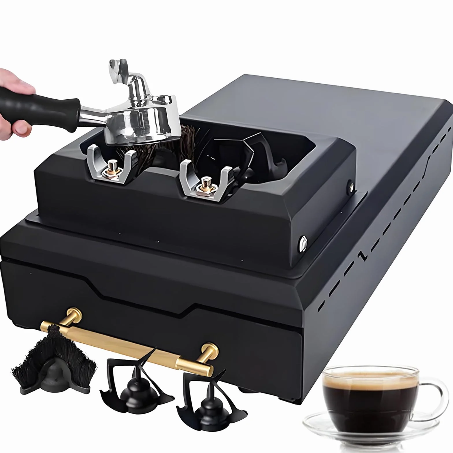 Automatyczny uchwyt filtra do ekspresu do kawy 110 V/220 V automatyczny uchwyt do ekspresu do kawy urządzenie do mycia uchwytu szuflady ekspresu do kawy małe