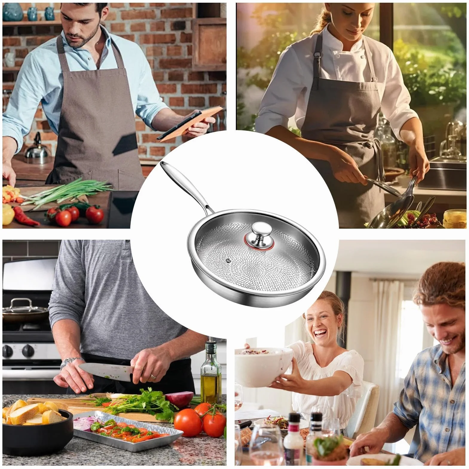 Tytanowa Patelnia Zestaw patelni, naczyń do stir-fry, sauté, omletów | Tytanowy Zestaw Nieprzywierających Patelni, Pokrywka, Łopatka Gotowanie Steków, Ryb Do Kuchni, Kempingu, Restauracji