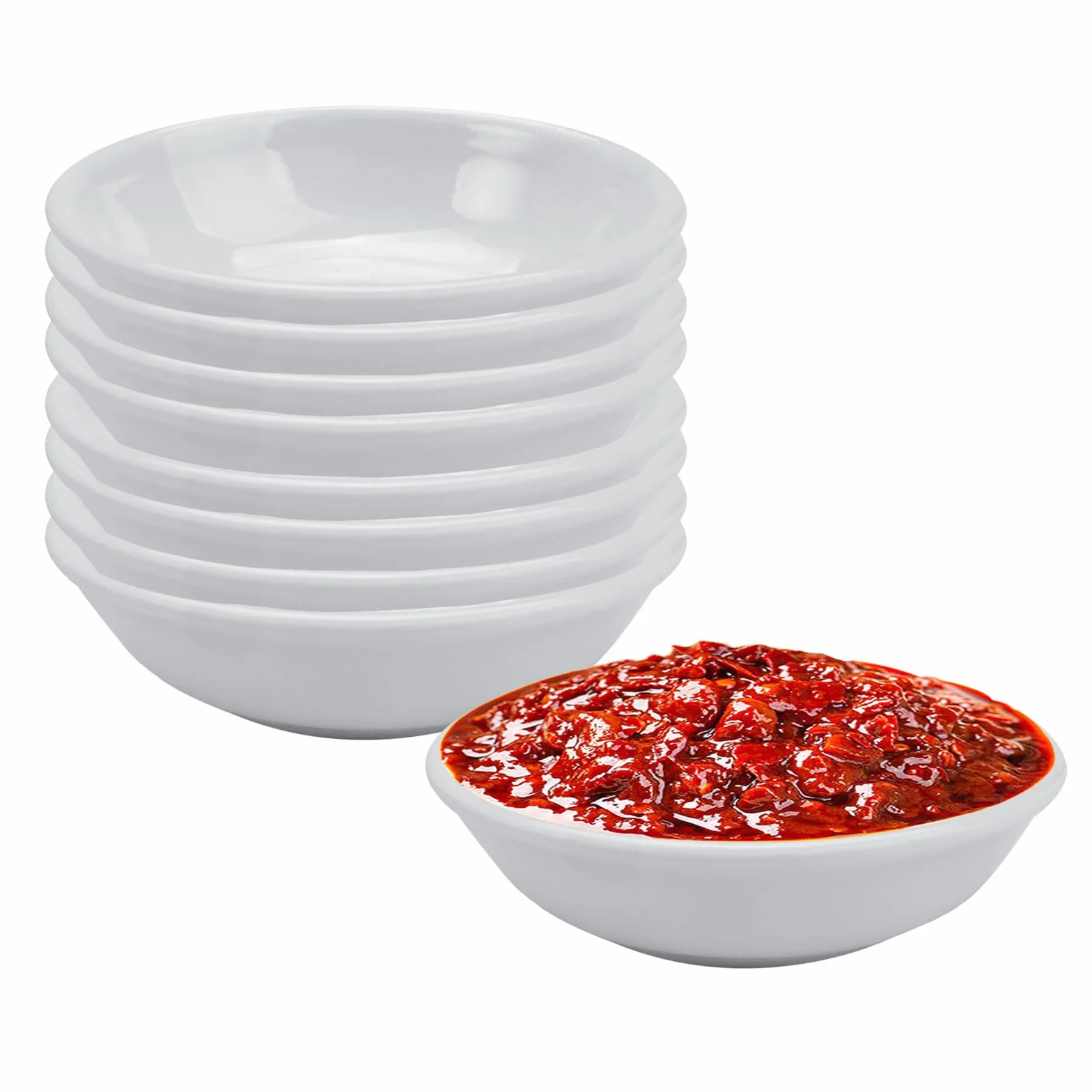 Rairsky Zestaw 8 miseczek do sosu sojowego, okrągłe, mini miski do serwowania sosów, białe miseczki na sosy, przekąski, przystawki, desery, sushi, ocet, 3,1 x 7,1 cm