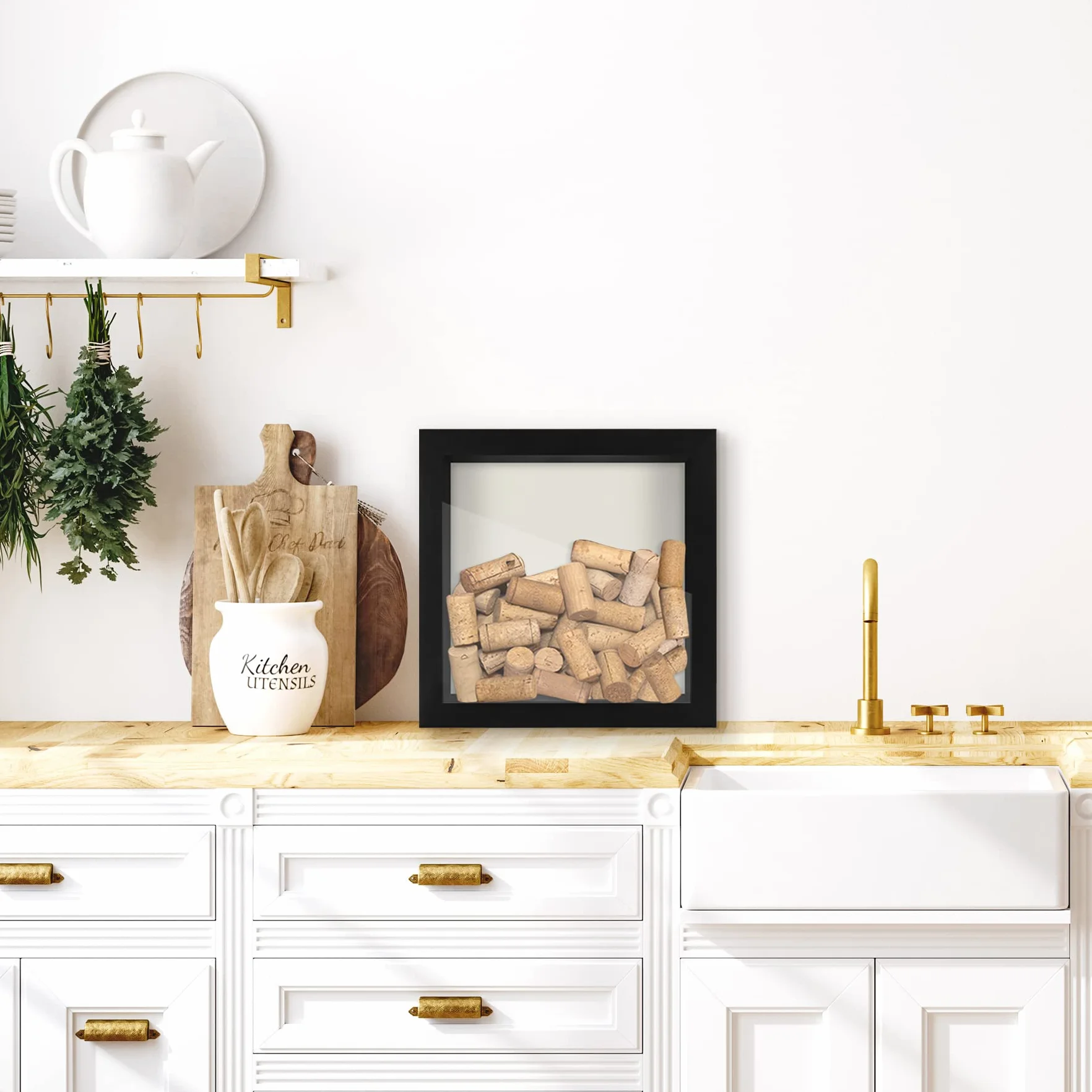 Americanflat Ramka Shadow Box 8 x 8 w kolorze czarnym z miękkim lnianym tyłem - drewno kompozytowe z odpornym na pęknięcia szkłem na ścianę i blat - 2 sztuki