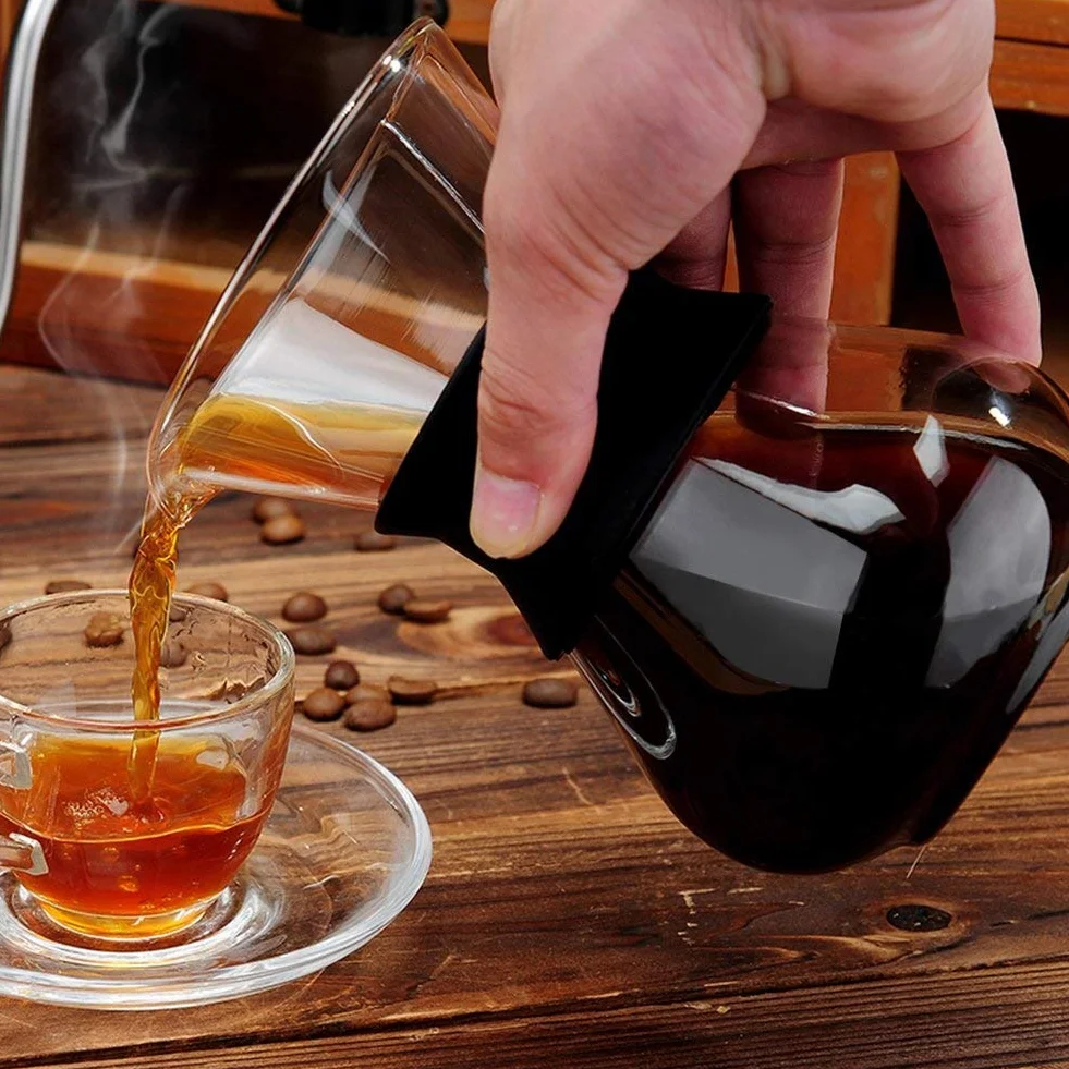 Ekspres do kawy „Pour Over” ze stałym filtrem ze stali nierdzewnej i karafką. Ekspres do kawy, dzbanek szklany, przezroczysty, 400ml
