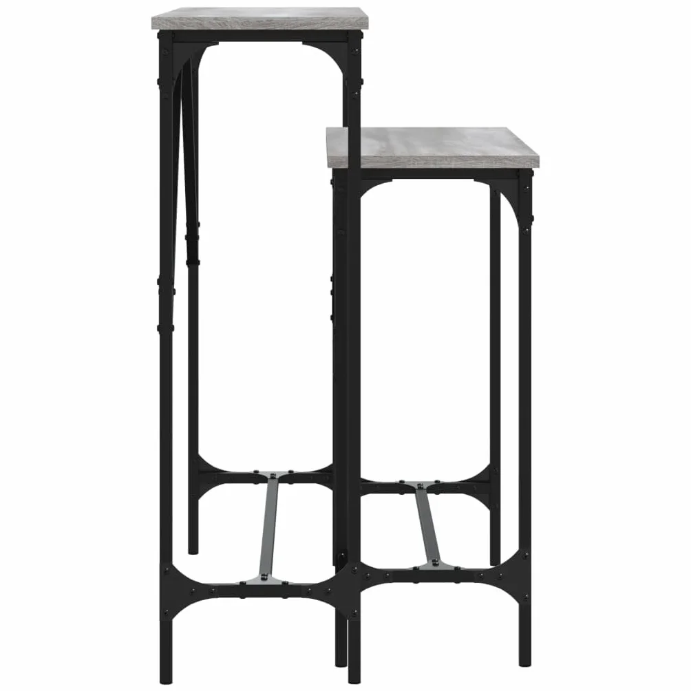 Stoły konsolowe, zestaw 2 sztuk, szare Sonoma, metalowa rama, szerokość 95/75 cm, stolik pomocniczy do korytarza, salonu, przedpokoju, mebli