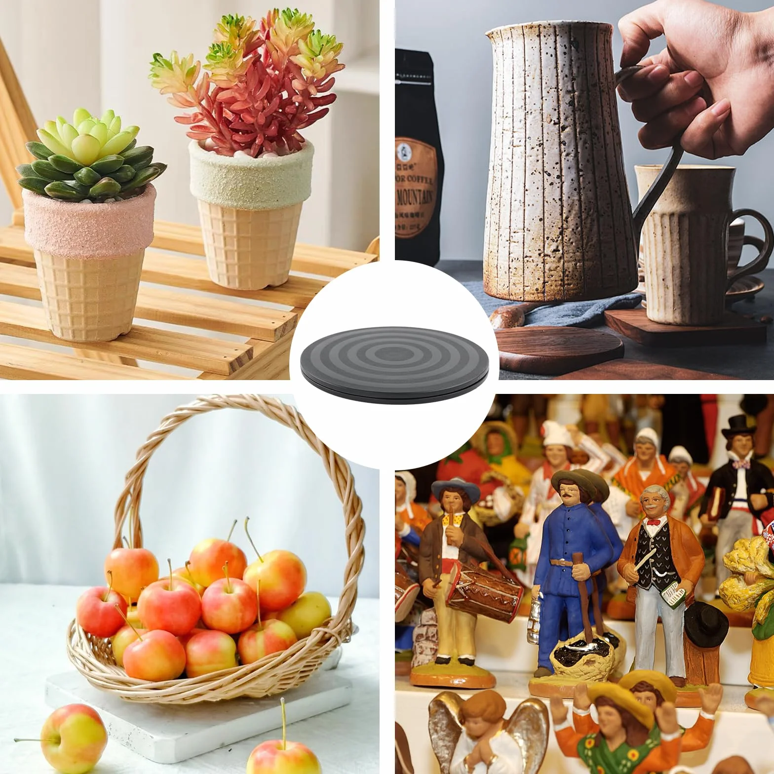 Obrotowy stojak obrotowy o 360°, gramofon, 2 szt., wytrzymały, obrotowy stojak, platforma obrotowa, Lazy Susan, ze stalowymi łożyskami kulkowymi, obrotowa podstawa do telewizora, monitora, laptopa
