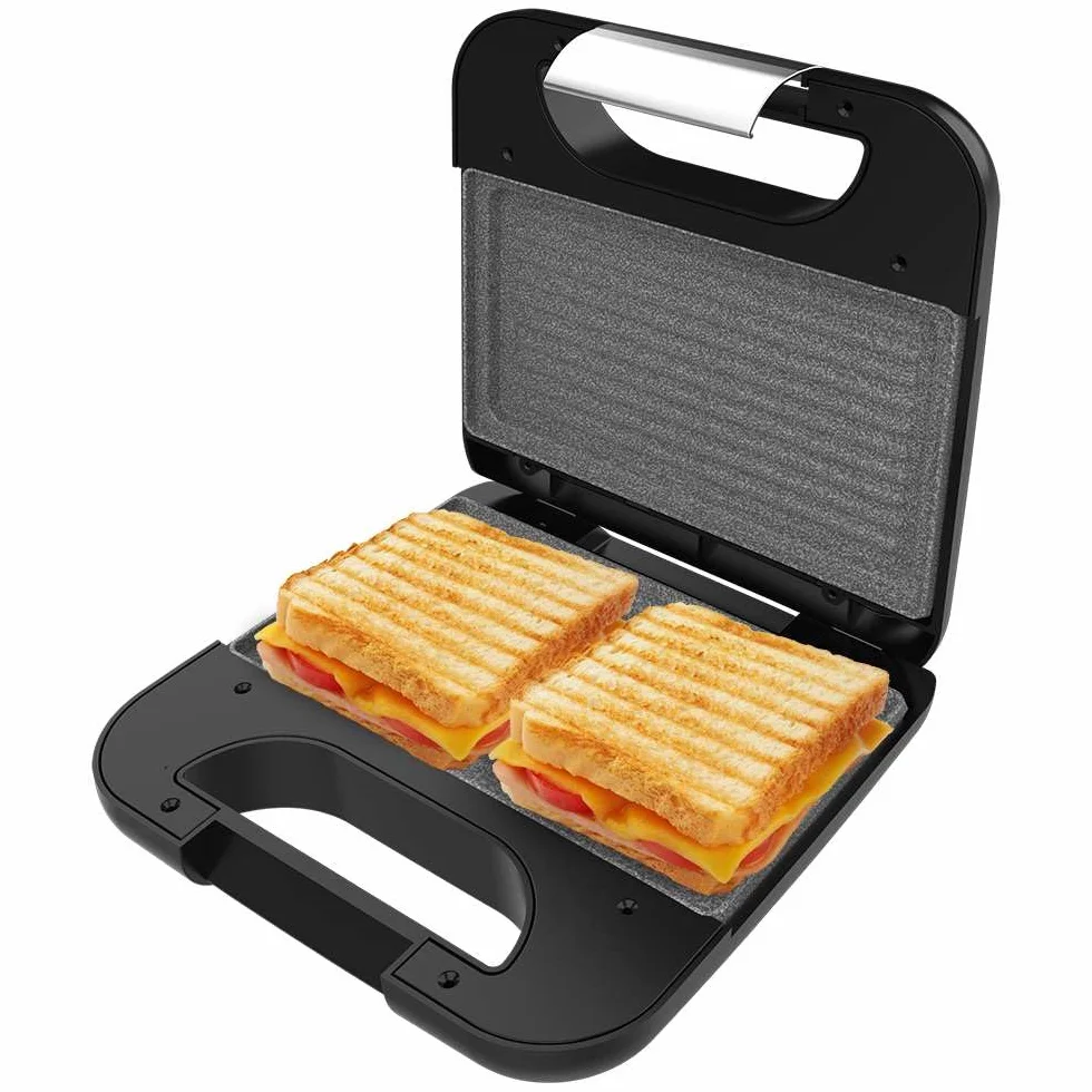 Cecotec Opiekacz do kanapek Rock'nToast Classic +. 800 W, 2 kanapki z wykończeniem ze stali nierdzewnej, trójkątne płyty z powłoką nieprzywierającą, bez PFOA, uchwyt Cold Touch