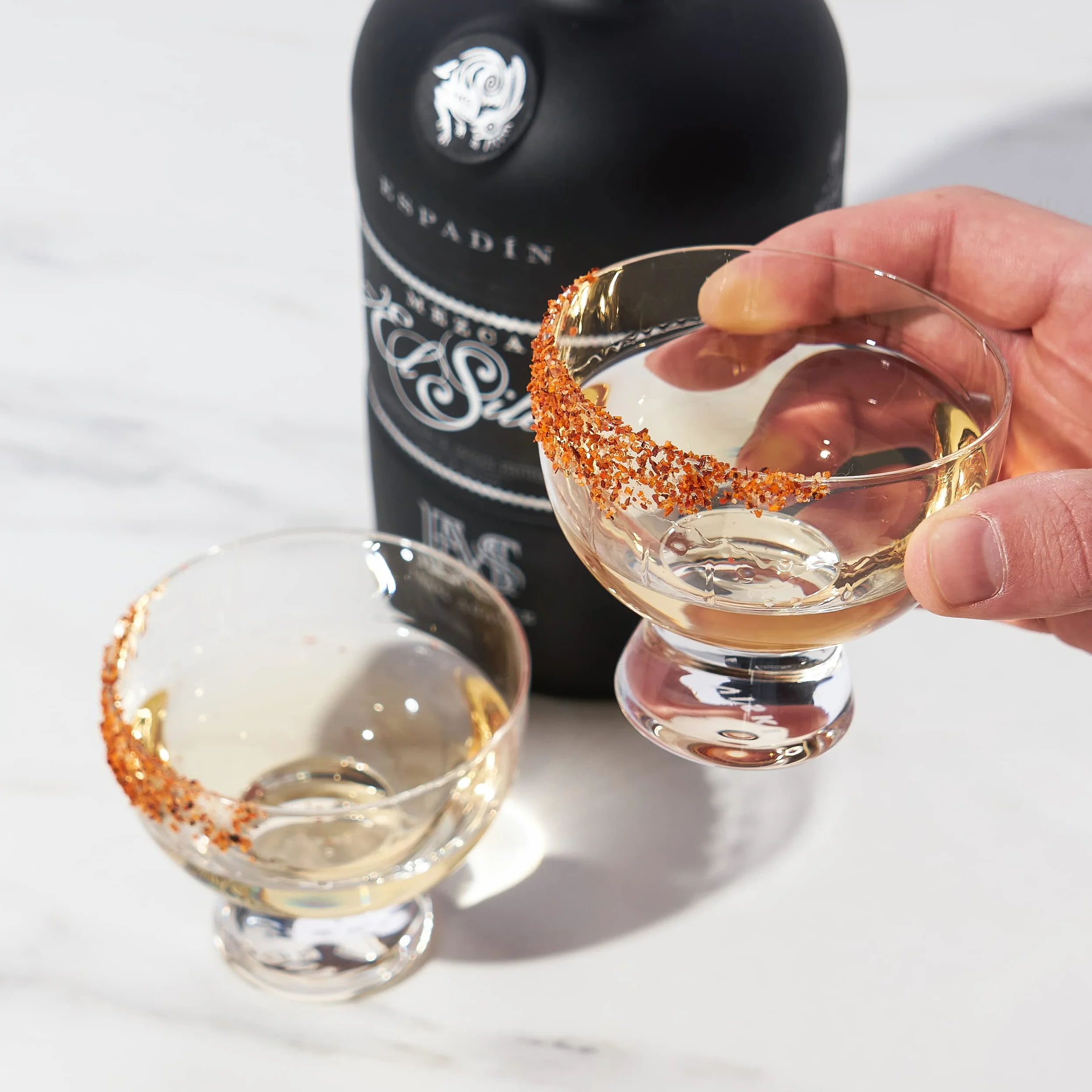 Viski Kryształowe szklanki Mezcal zestaw 2 szt. – wysokiej jakości krystalicznie czyste szkło, kieliszki koktajlowe Mezcal bez nóżek, zestaw upominkowy ze szkła likierowego – 237 ml
