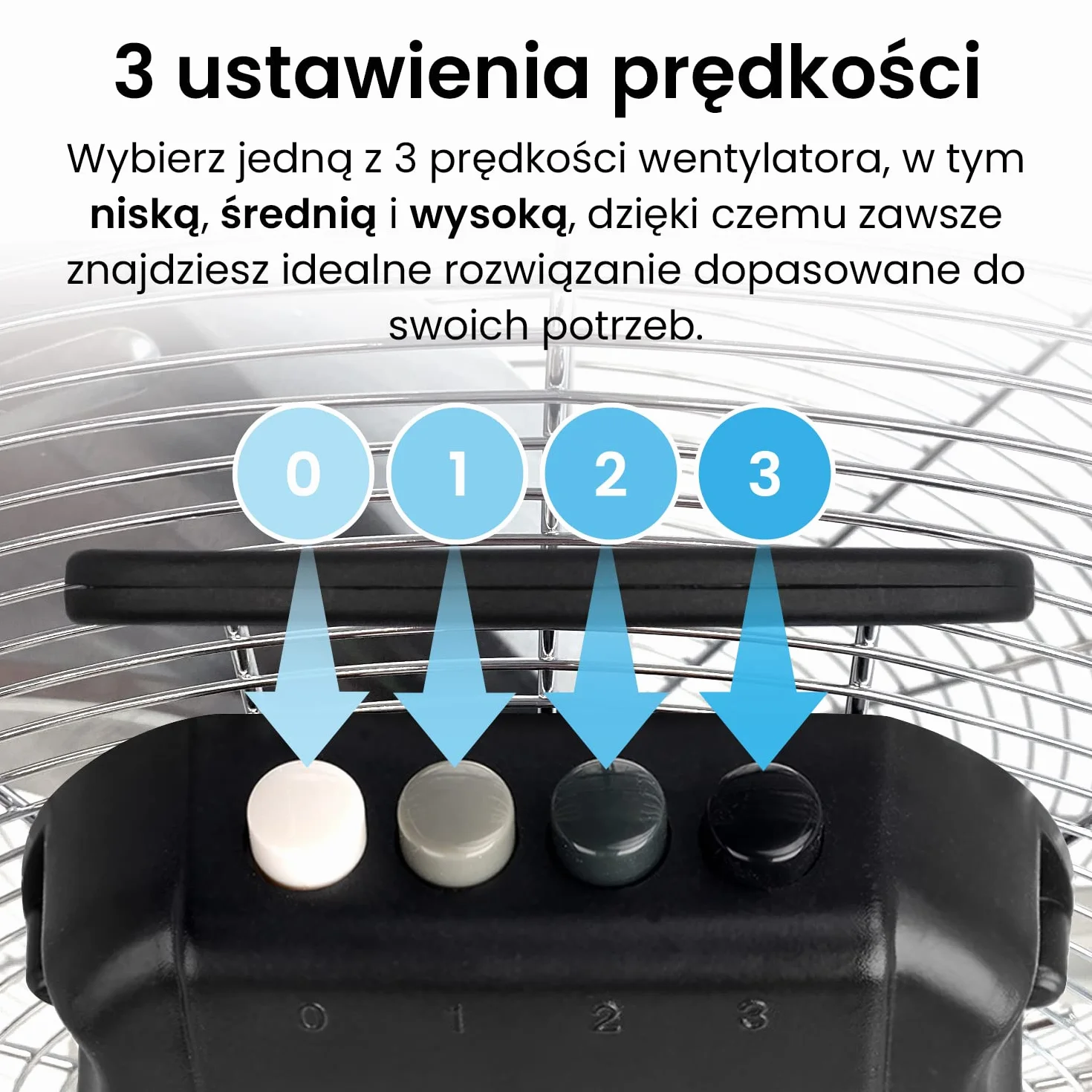 Pro Breeze Wentylator Chłodzący Podłogowy, Duży Wiatrak Przemysłowy, Średnica 50 cm, Mocny Potężny, 120W, Chromowany Okrągły Wytrzymały, 3 Łopatki, do Garażu Warsztatu Sklepu Stodoły Siłowni