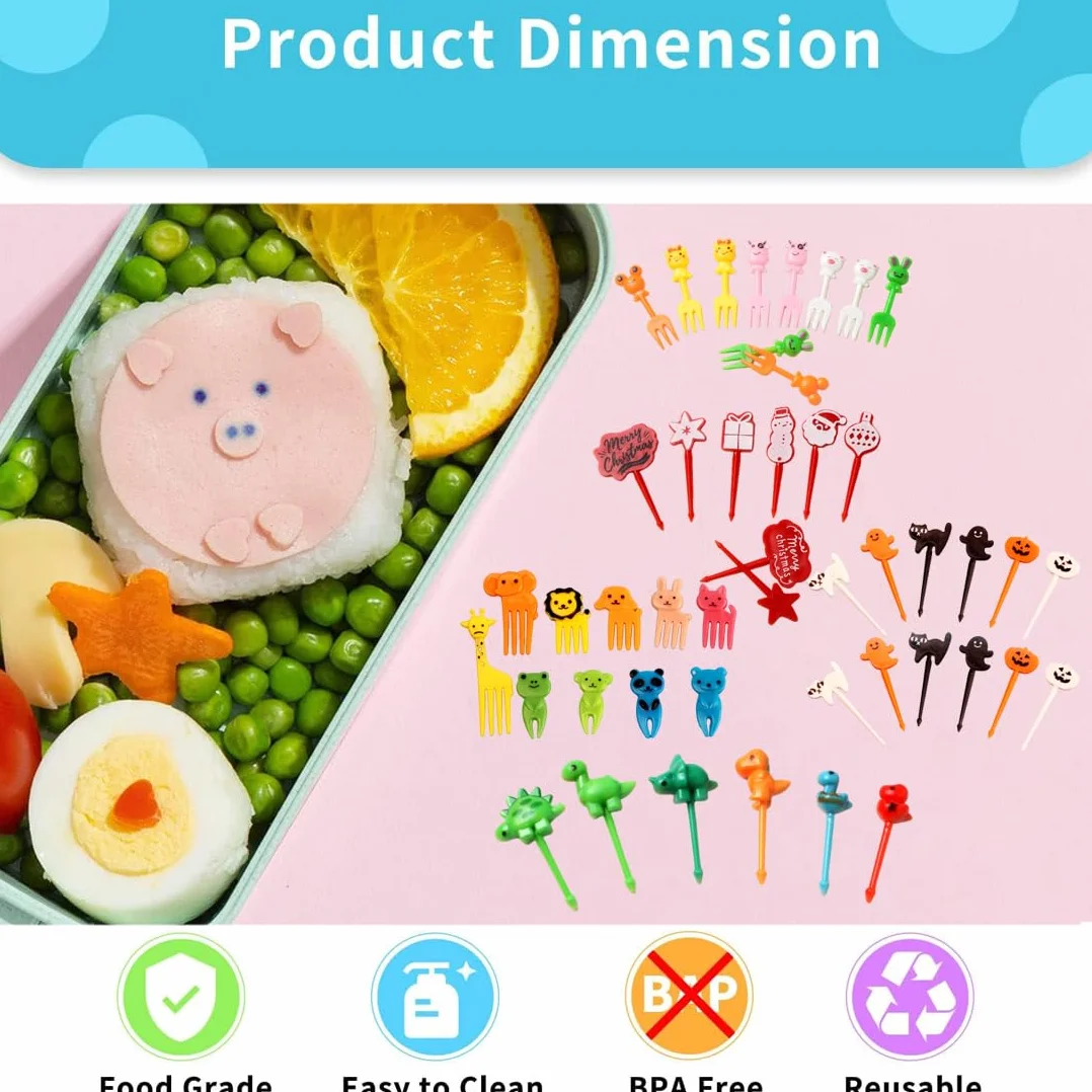 40 sztuk Finger Finger Food Mini Cartoon Bento Fruit Widelce Pałeczki dla dzieci, wybór ciast akcesoria śliczne plucie dorośli deser owoce Halloween Boże Narodzenie przyjęcie