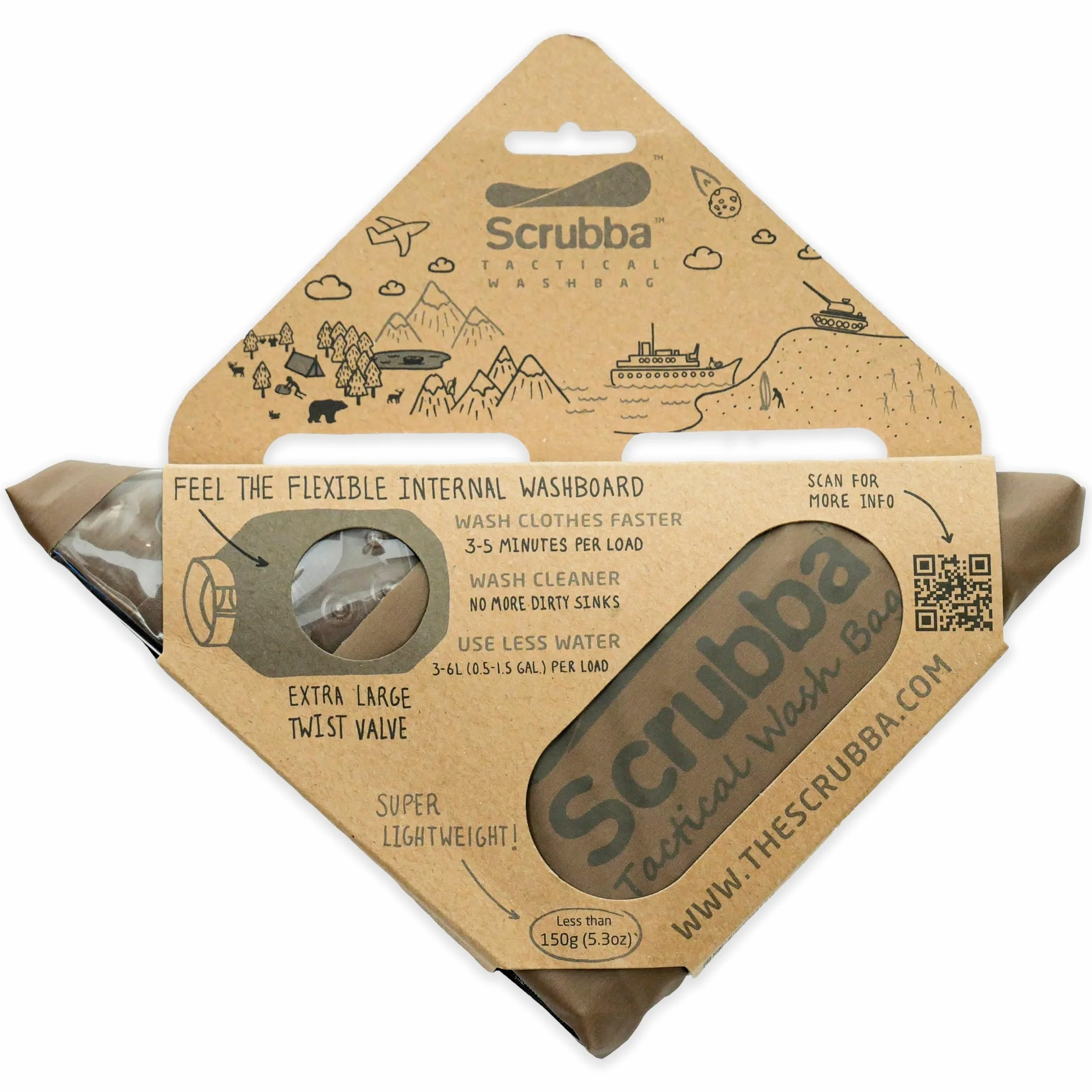 Scrubba Zestaw toreb do prania 2.0 przenośny system prania ubrań do hotelu i podróży światło i mała ekologiczna torba na kemping