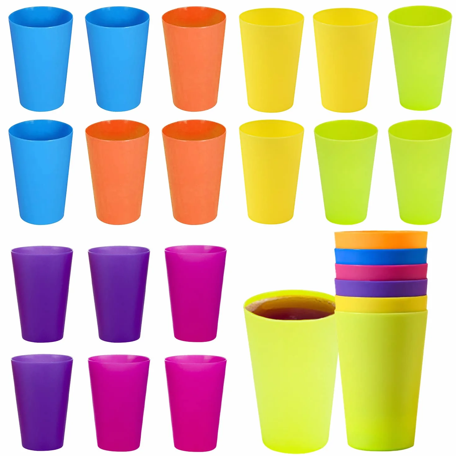 Lovesmile 24 plastikowe kubki wielokrotnego użytku, 250 ml, wielokrotnego użytku, plastikowe kubki, na urodziny, imprezę, piknik