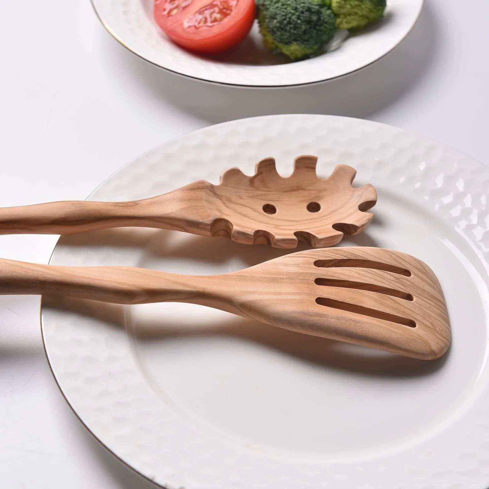 Gudamaye 30 cm Oliwkowe drewniane naczynia do gotowania, długi uchwyt drewniane łyżki do gotowania, 6 szt. zestaw drewnianych łyżek do rękodzieła, zestaw drewnianych przyborów kuchennych, zestaw przyborów z naturalnego drewna oliwkowego