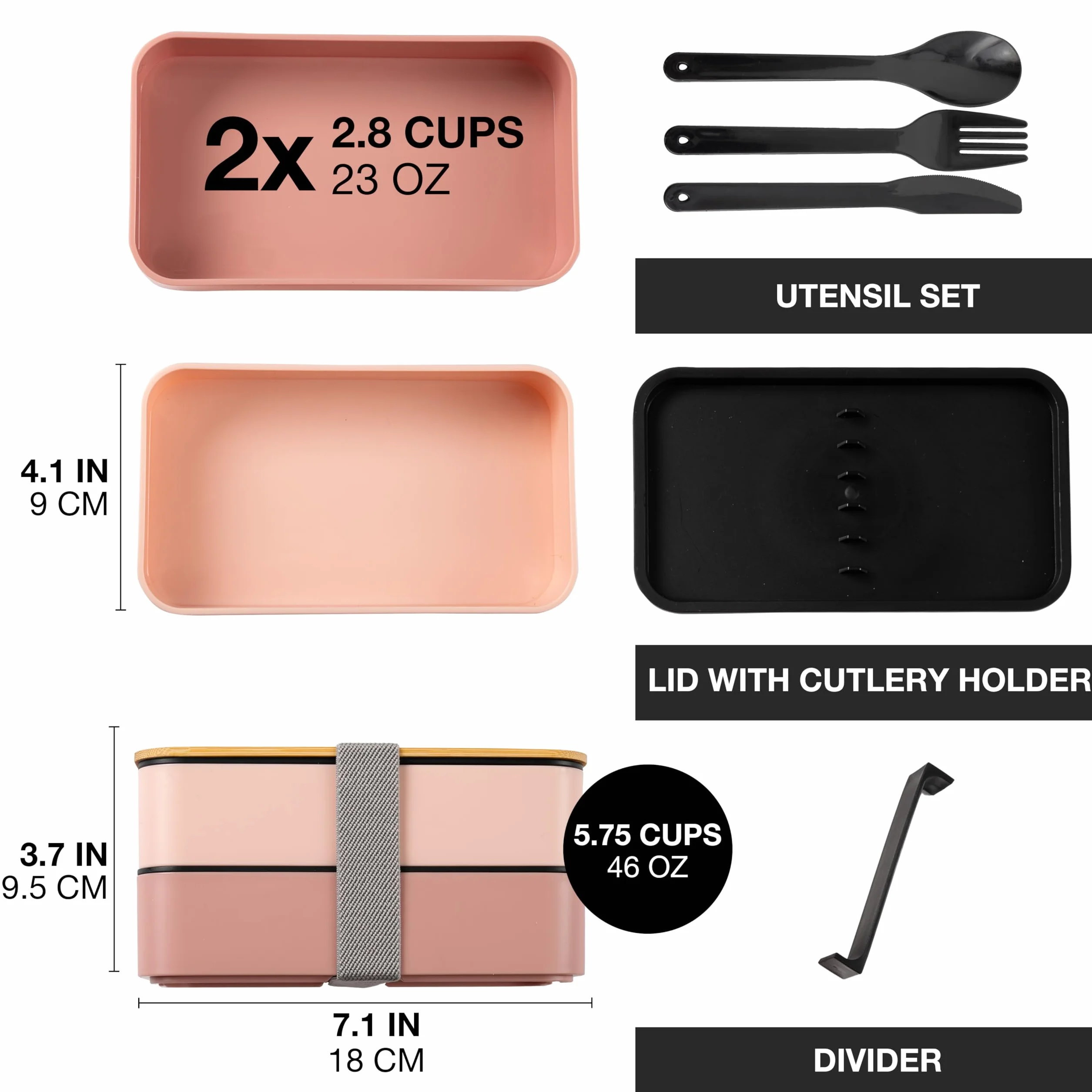 Moritz & Moritz Bento Lunch Box Różowe - Japońskie pudełko na lunch dla dorosłych i dzieci - Pudełko na lunch z przegródkami - idealne pudełko na lunch do pracy, szkoły i na dojazdy