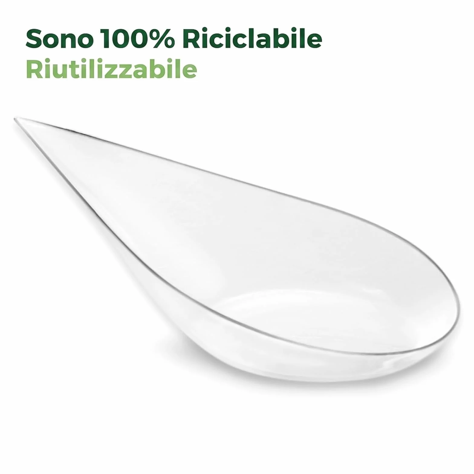 MAXI PRODUCTS 50 szt. Łyżka do cateringu łza kolor przezroczysty - 10,1 x 5 cm, z tworzywa sztucznego do recyklingu, catering, specjalne artykuły spożywcze, wydarzenia, degustacja, food trucks -
