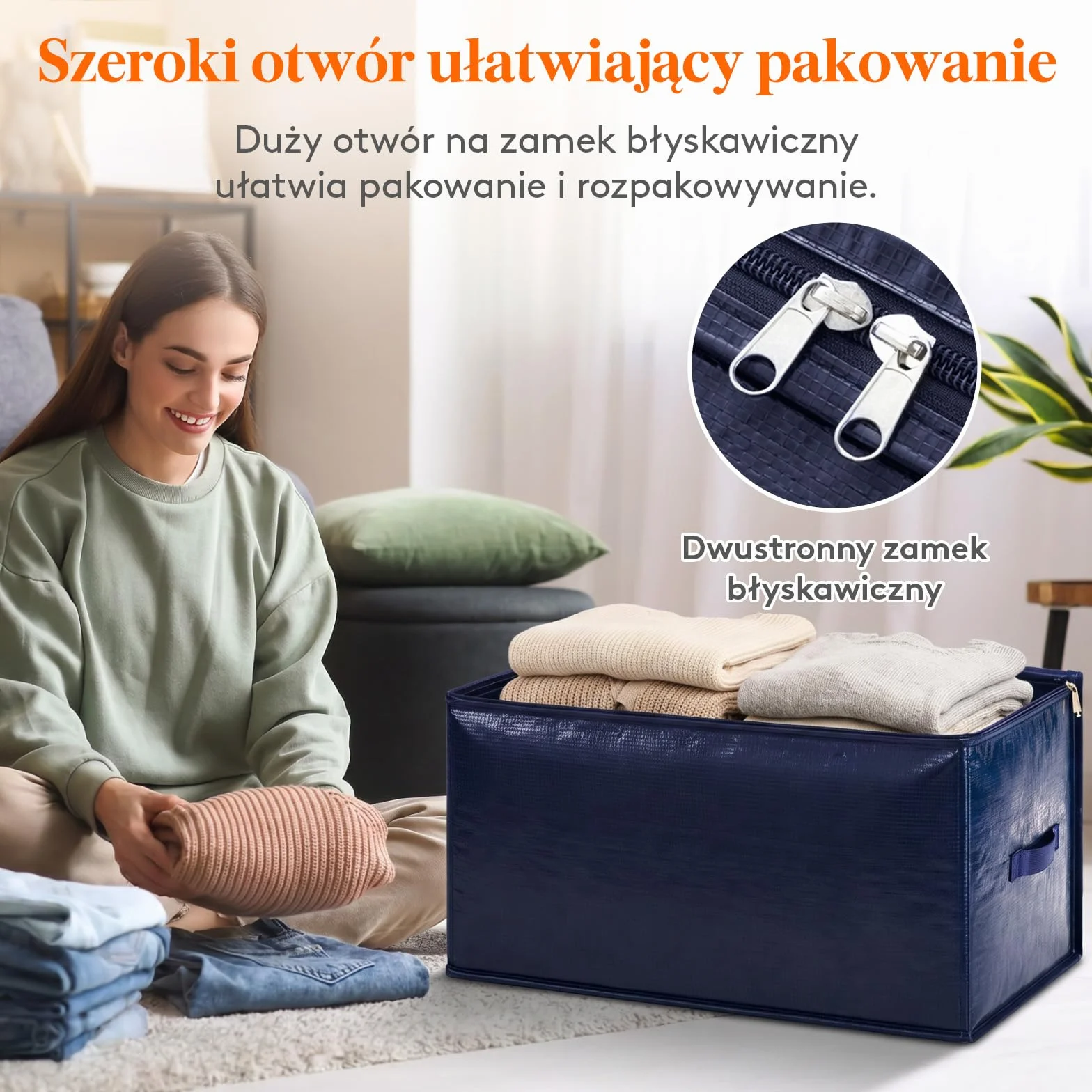 Lifewit 4 Sztuki 90 L Torby Do Przeprowadzki Z Uchwytem, Przechowywania Kołder, Duża Torba Z Zamkiem Błyskawicznym, Do Przechowywania Pościeli, Niebieski