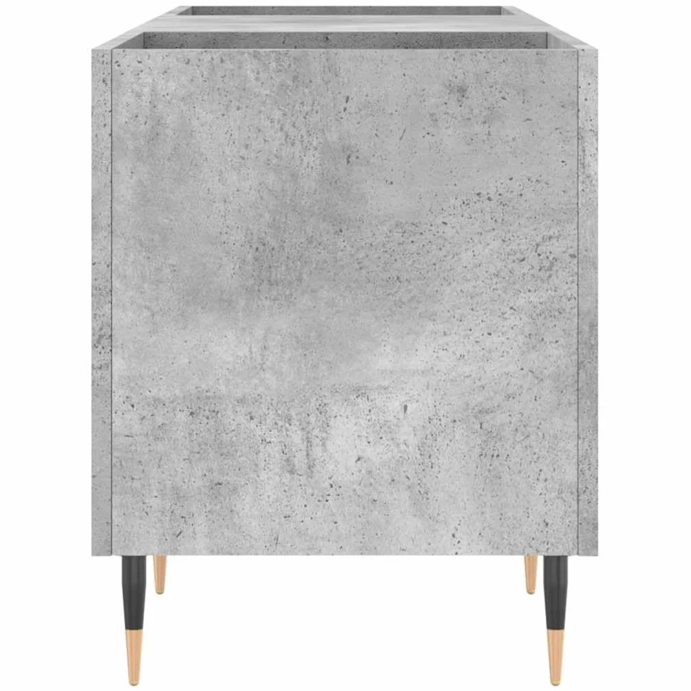 Szafa panelowa, betonowa, szara, 121 x 38 x 48 cm, materiał drewnopochodny ze stabilną płytą górną i żelaznymi nogami do stylowego przechowywania winylu, do przechowywania, mebli