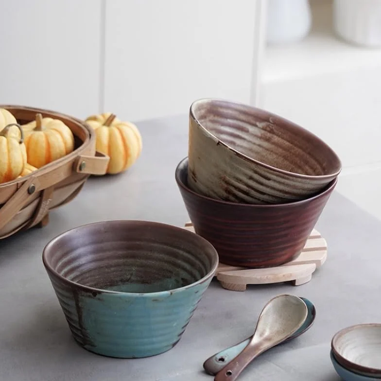 Miski do zupy Chińska miska Ramen, Retro Restauracja Miska do Jady, Domowa miska do sałatek, ceramiczna miska do zupy, duża miska na owoce Miski obiadowe (A)