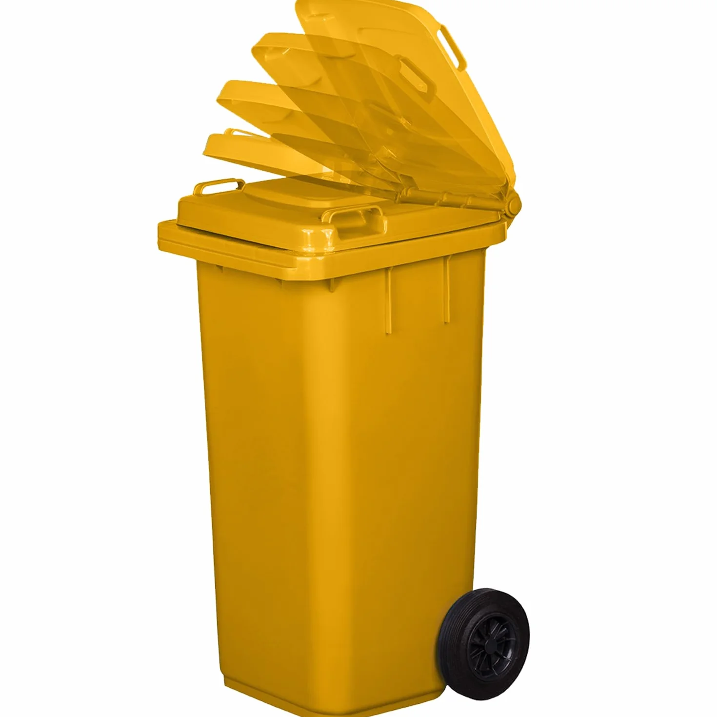 JESTIC Kosz na śmieci z pełnymi gumowymi kółkami do recyklingu Tri Selective Garage Top XXL (120 litrów, żółty)