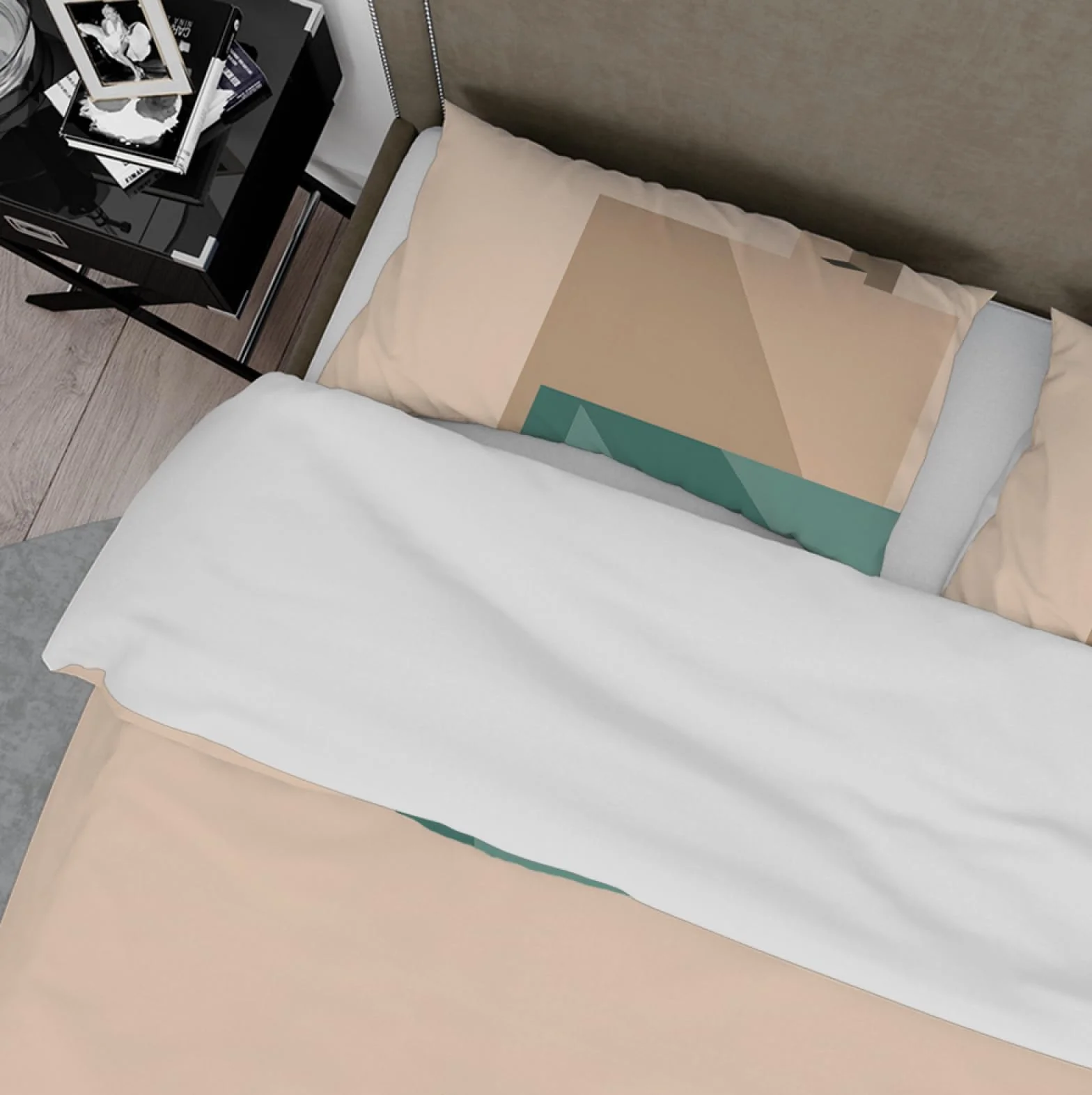 Japandi minimalistyczny brązowy seria pojedynczy komplet pościeli oddychająca poszwa na kołdrę 3-częściowy zestaw z zamkiem błyskawicznym 155 x 200 cm
