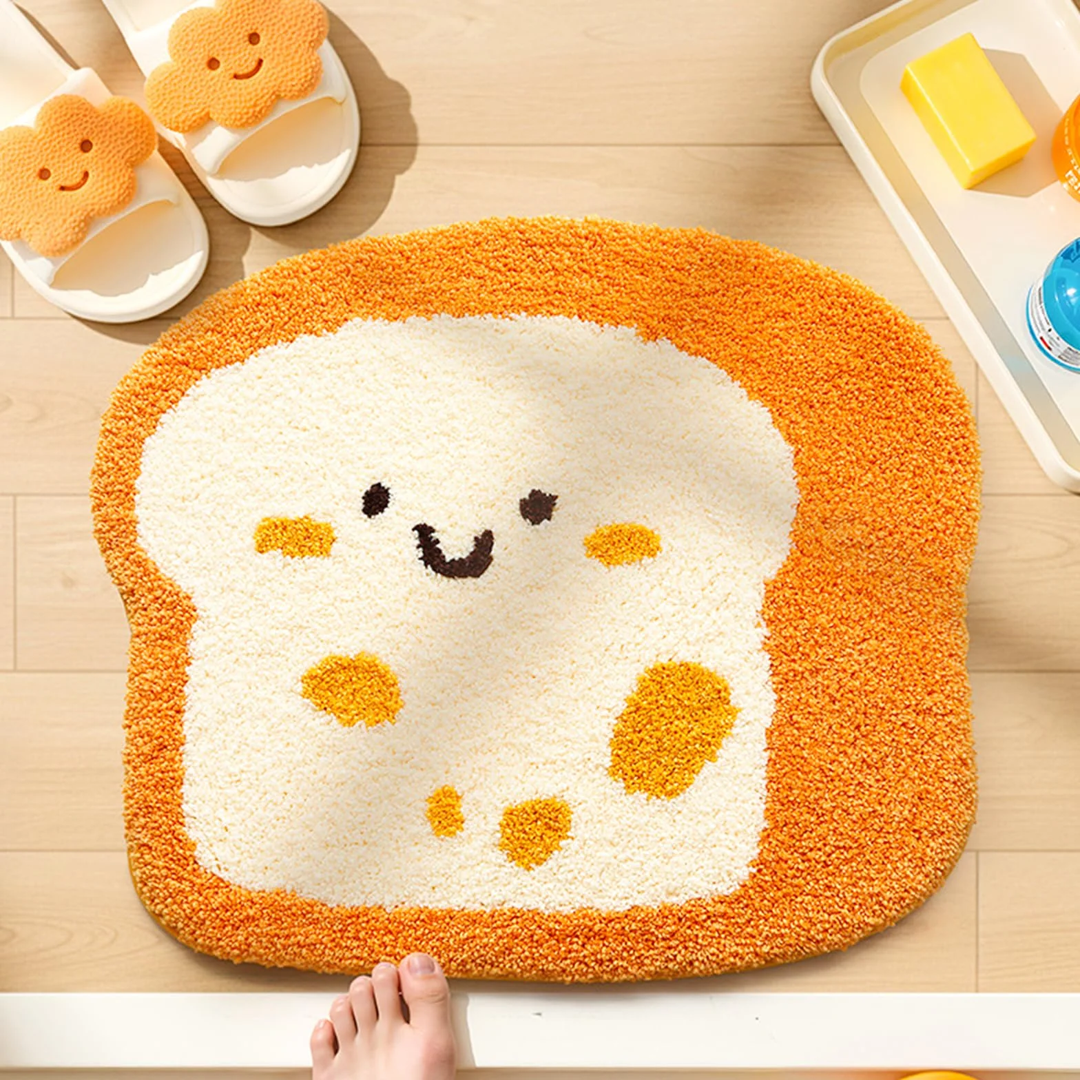 Käse Toast Design antypoślizgowa mata do kąpieli zmywalna z miękkiej mikrofibry, chłonna wycieraczka do wanny z prysznicem łazienka szybkoschnąca 52 x 60 cm