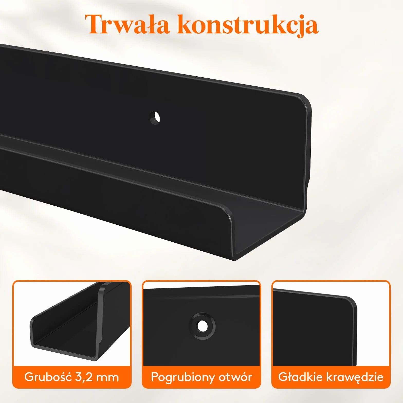 Lifewit Floating Półki na Płyty Winylowe, Pakiet 6 sztuk 12" Półki Ścienne z Czarny Akrylu Dekoracja Pokoju na Książki/Prezentacja Makijażu w Sypialni, Łazience - Przechowywanie i Organizacja