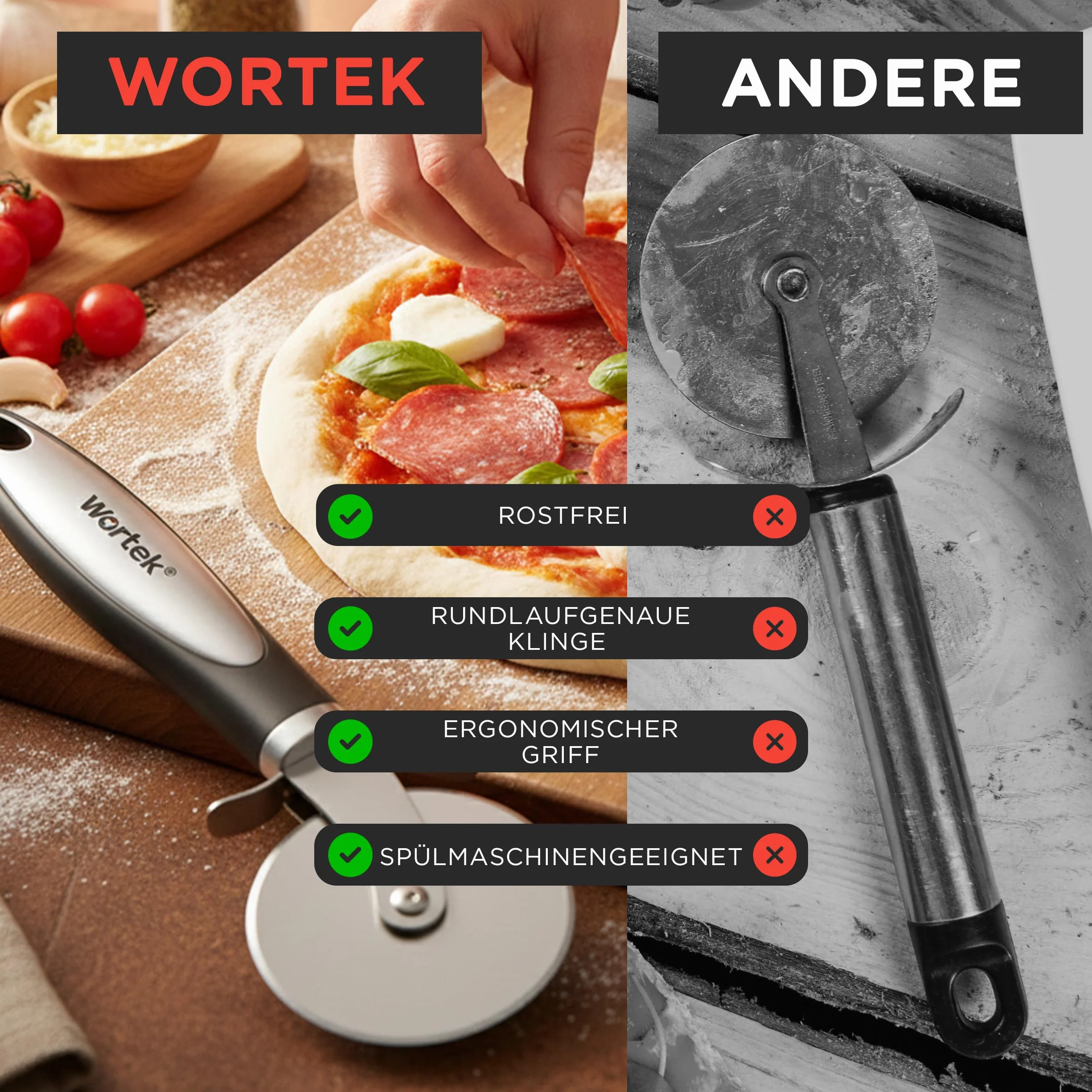 wortek Nóż do pizzy, nóż do pizzy, przybory kuchenne, akcesoria kuchenne, akcesoria kuchenne, gadżety kuchenne akcesoria kuchenne