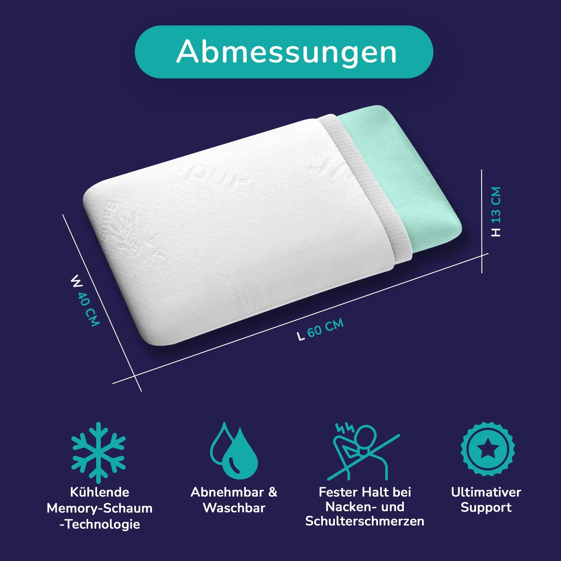 ZenPur Oreillers Ergonomique Cervical, Lot de 2 Coussins Mémoire Forme, Douleurs pour la Nuque, Anti Acarien & Ronflement, Housse Bambou, Fabriqué EU – Souple, Idéal pour Dormeurs Ventre