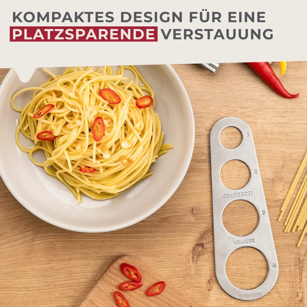 Fackelmann Miarka do spaghetti do makaronu (spaghetti) – dozownik makaronu dla maksymalnie 4 osób – łatwy pomiar ilości makaronu