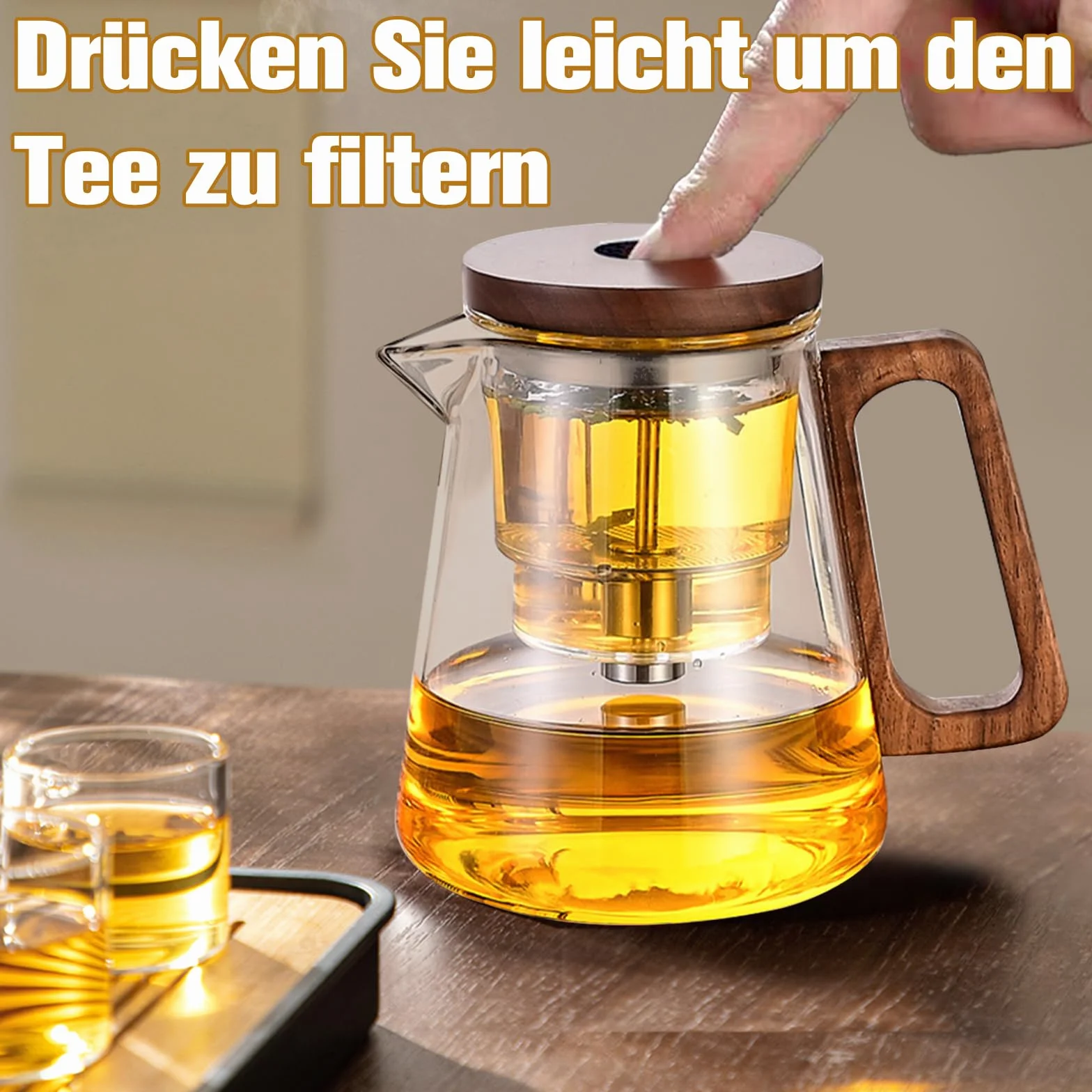 Magic szklany dzbanek do herbaty z sitkiem, 800 ml, zaparzacz do herbaty sypkiej, magiczny dzbanek do herbaty, szklany czajnik, magnetyczny szklany dzbanek do herbaty kwitnącej i sypkiej