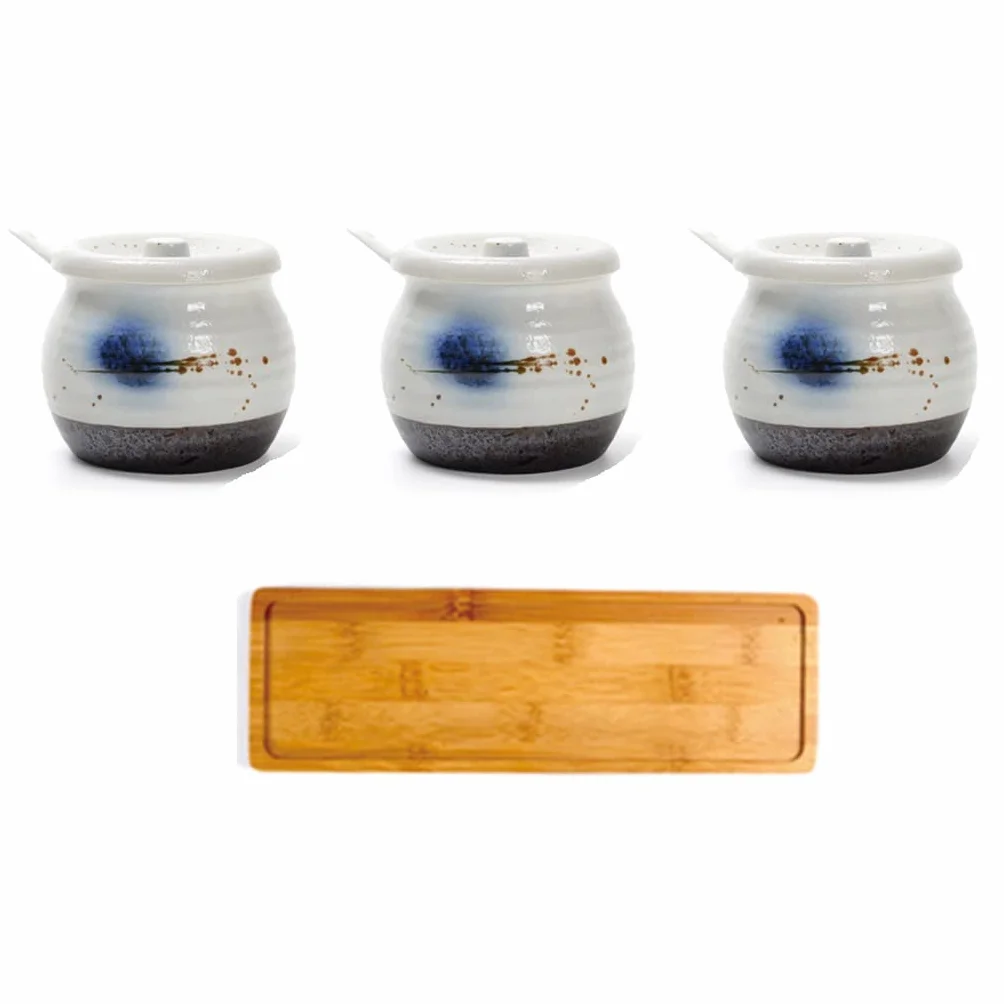 Pudełko na przyprawy Japoński ceramiczny słoik chili butelka pieprzu sushi zestaw słoik na przyprawy sól słoik na sól słodko-kwaśny garnek na sos sojowy słoik na cukier pojemnik do przechowywania