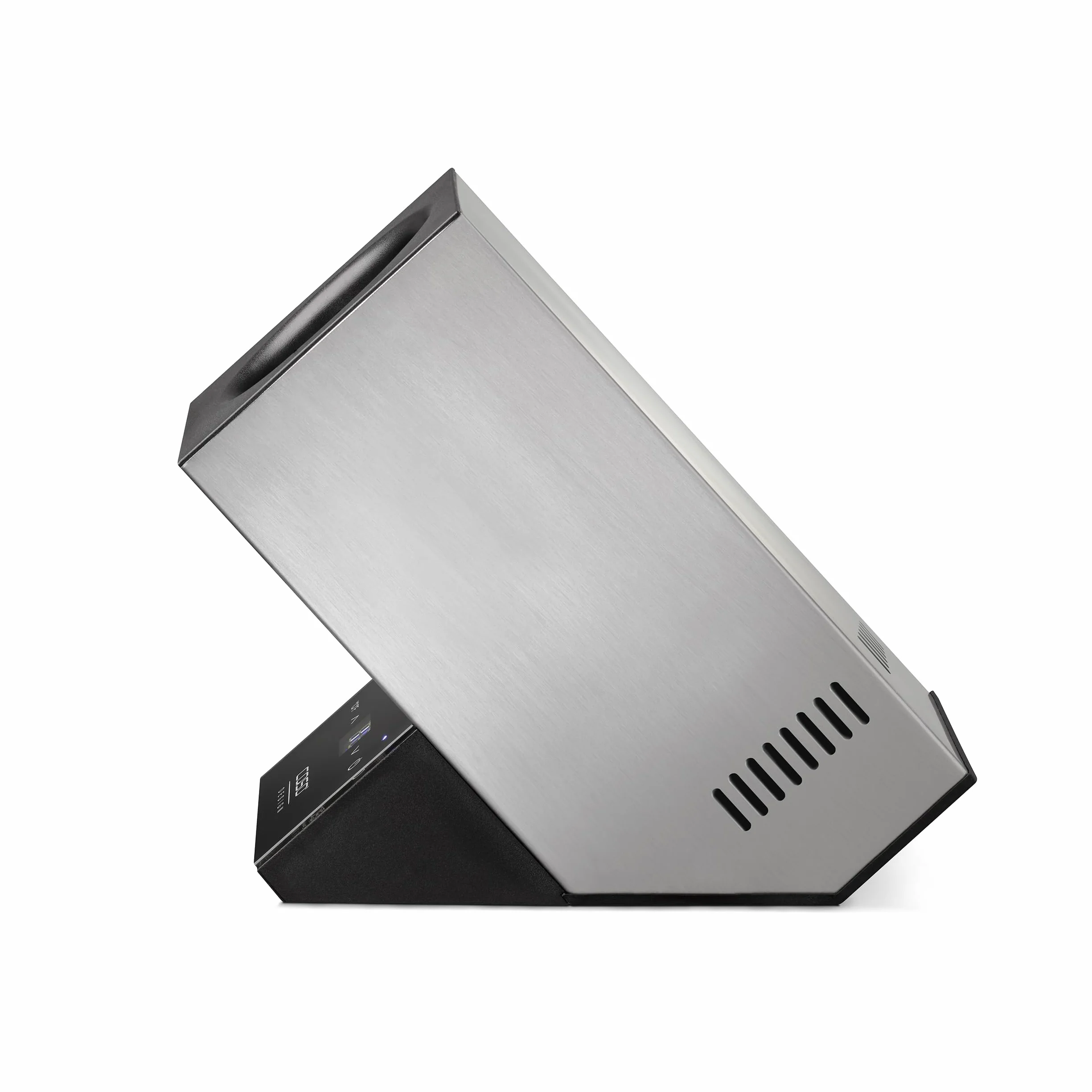 CASO WineCase One Inox - designerska chłodziarka do wina na jedną butelkę, zakres temperatur od 5 do 18°C, do butelek o średnicy do 9 cm, obsługa czujnikowa, obudowa ze stali nierdzewnej, mała