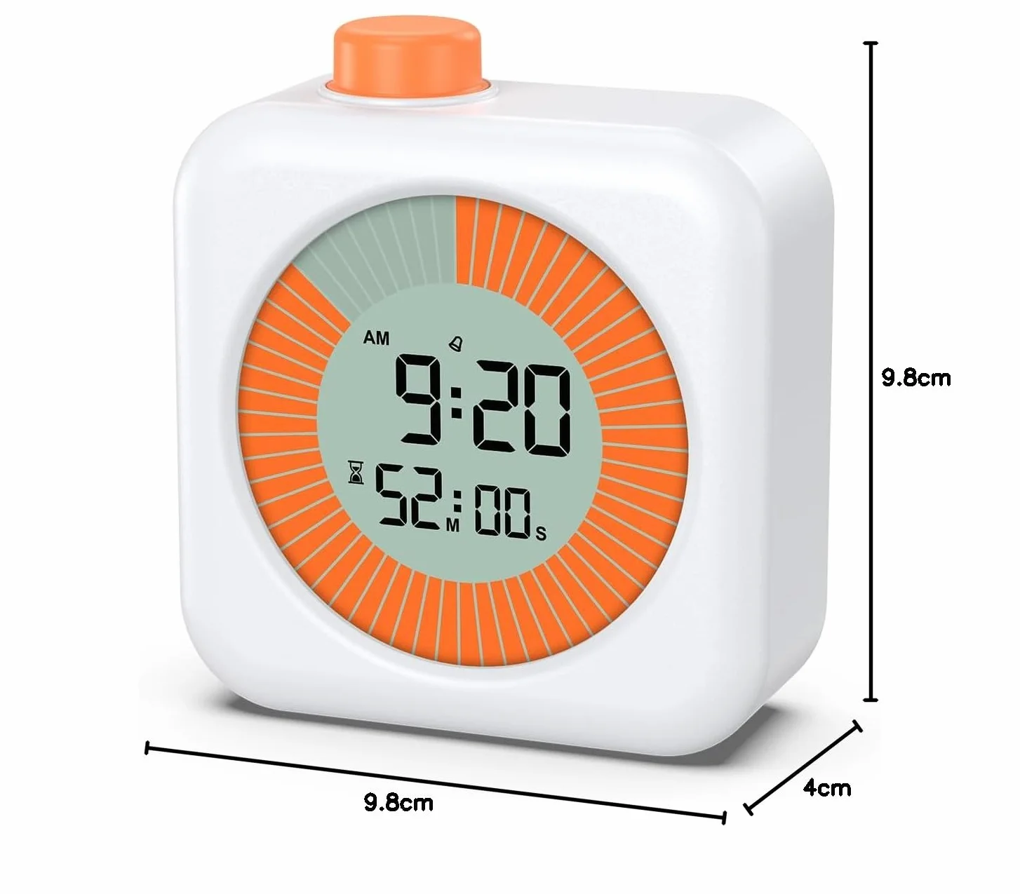 ORIA Cyfrowy timer wizualny 3 w 1 minutnik kuchenny z zegarem alarmem LCD 12/24 h odliczanie 60 minut biały